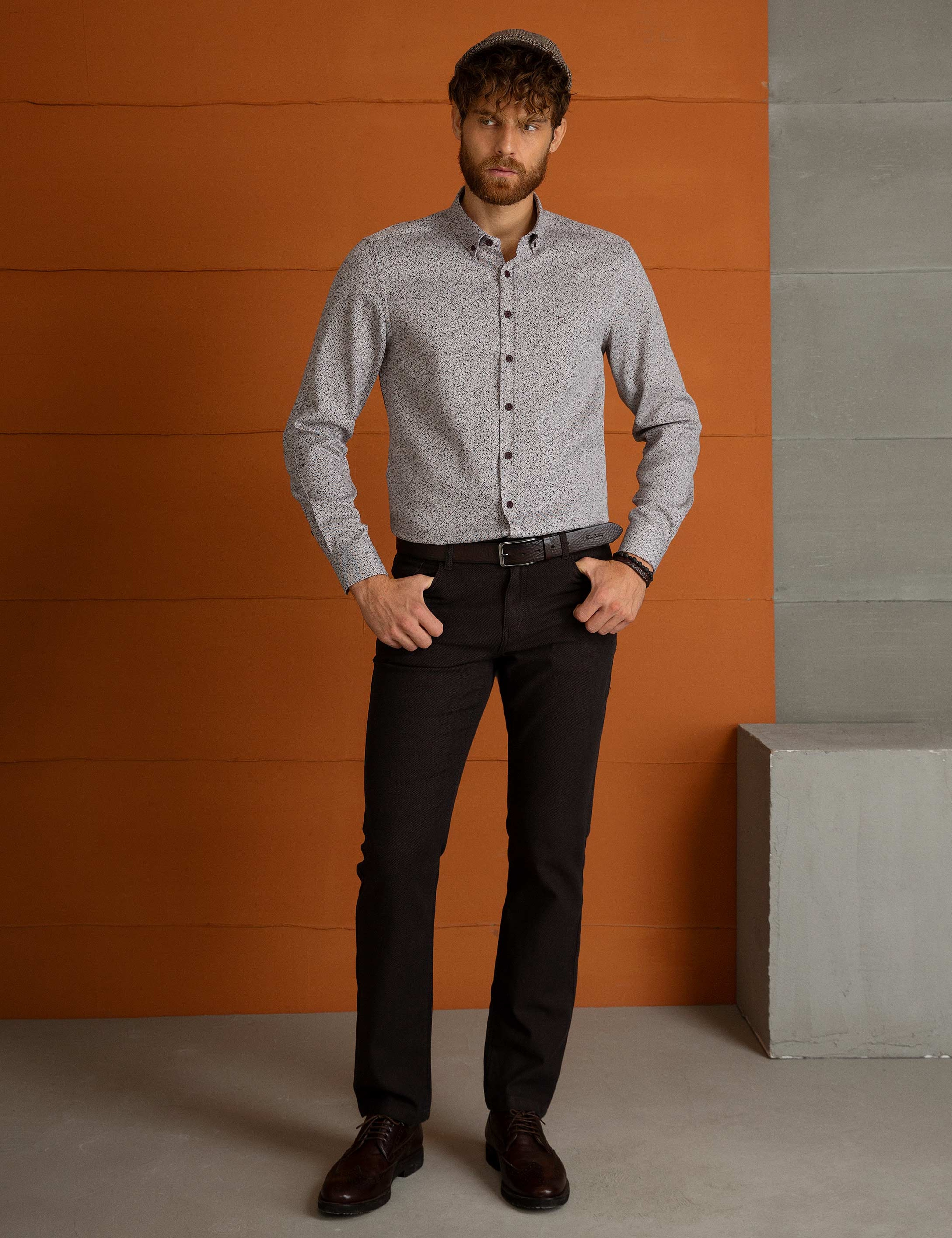 Bordo Slim Fit Gömlek - Image 1