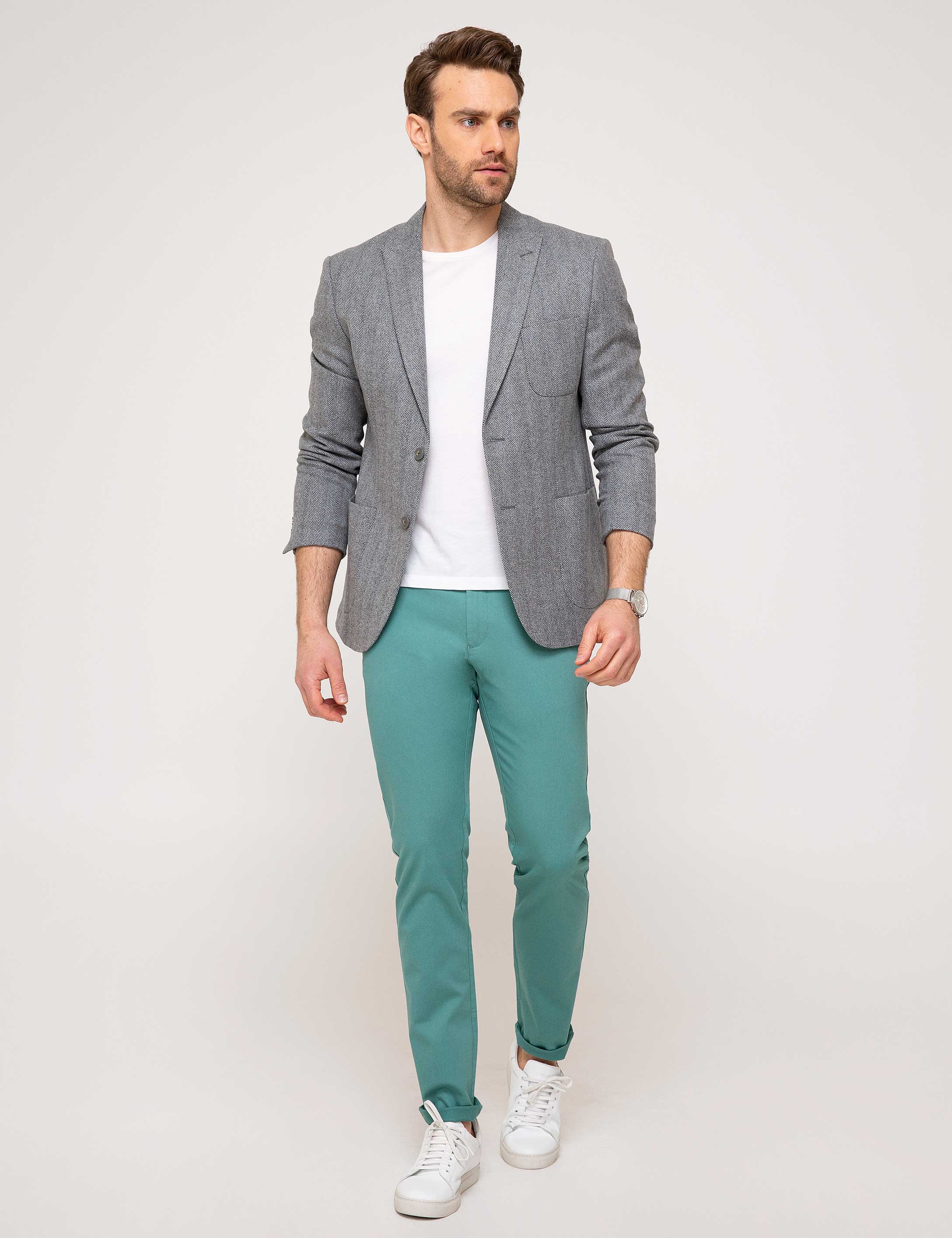 Nil Yeşil Slim Fit Chino Pantolon - Image 1