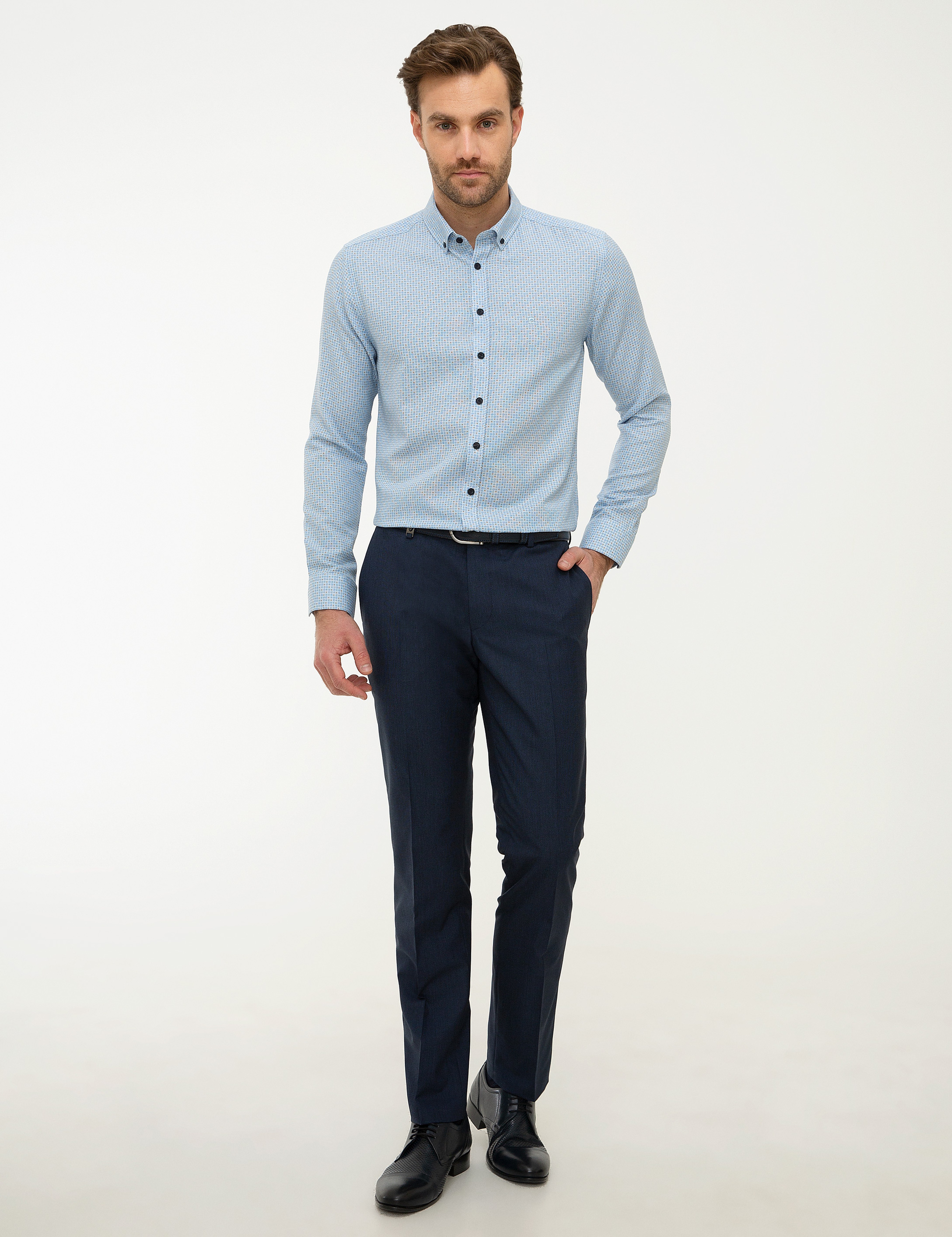 Mavi Slim Fit Gömlek - Image 4