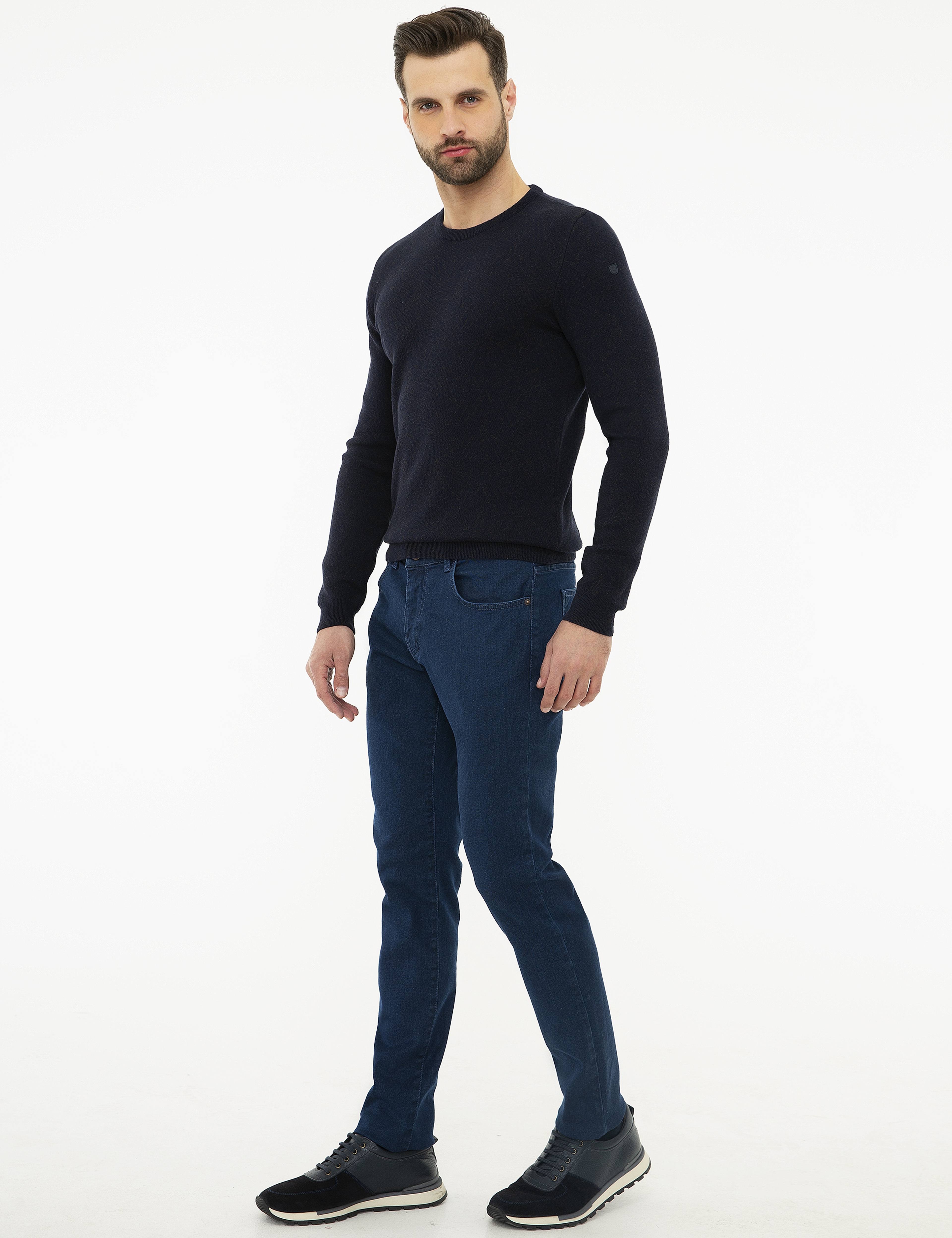 Koyu Mavi Slim Fit Denim Pantolon - Image 2