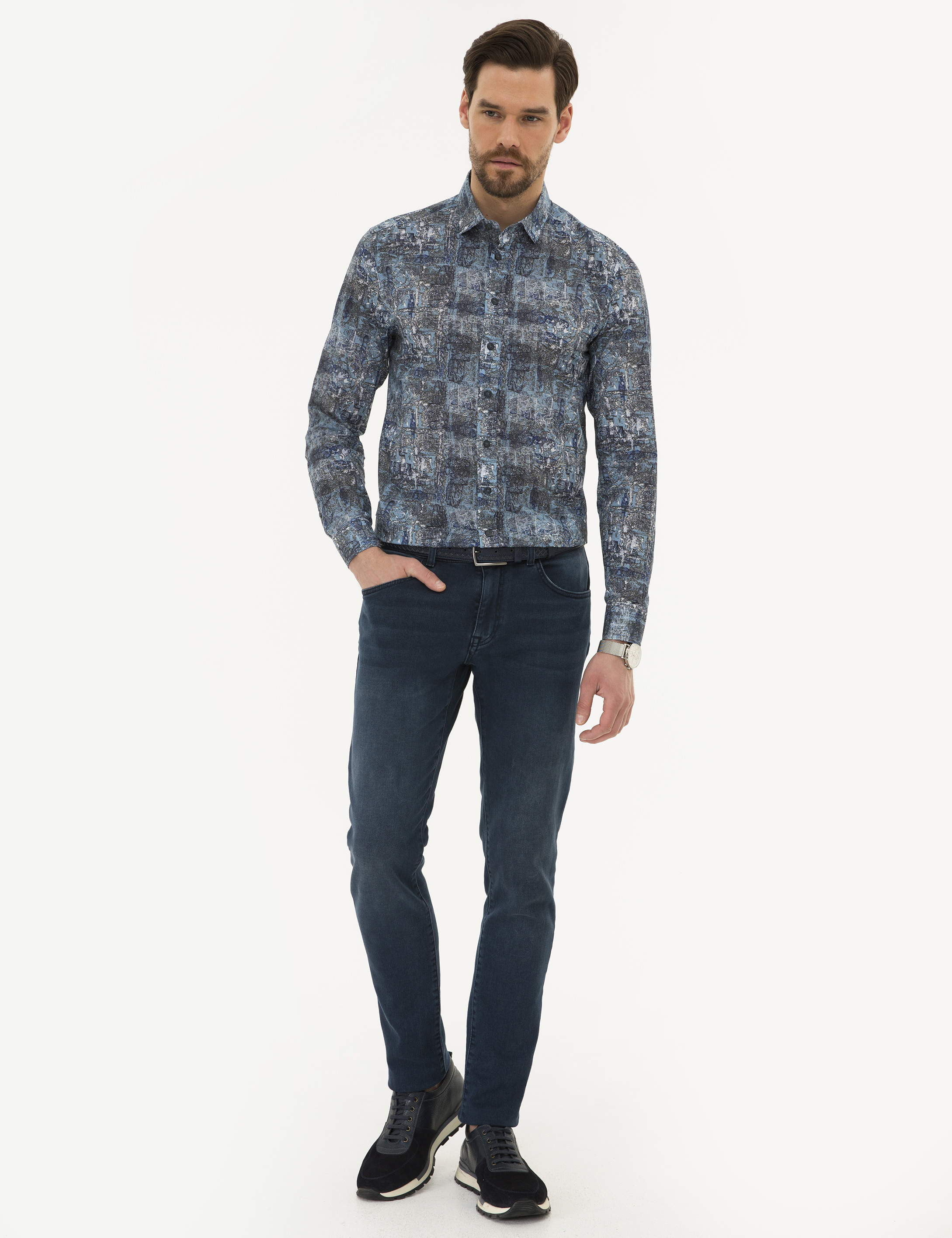 Mavi Slim Fit Gömlek - Image 4