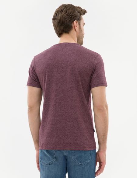 Bordo Slim Fit V Yaka Tişört - 50225531028