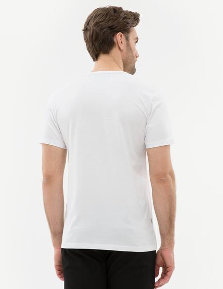 Beyaz Slim Fit Bisiklet Yaka Basic T-Shirt - 50225511001