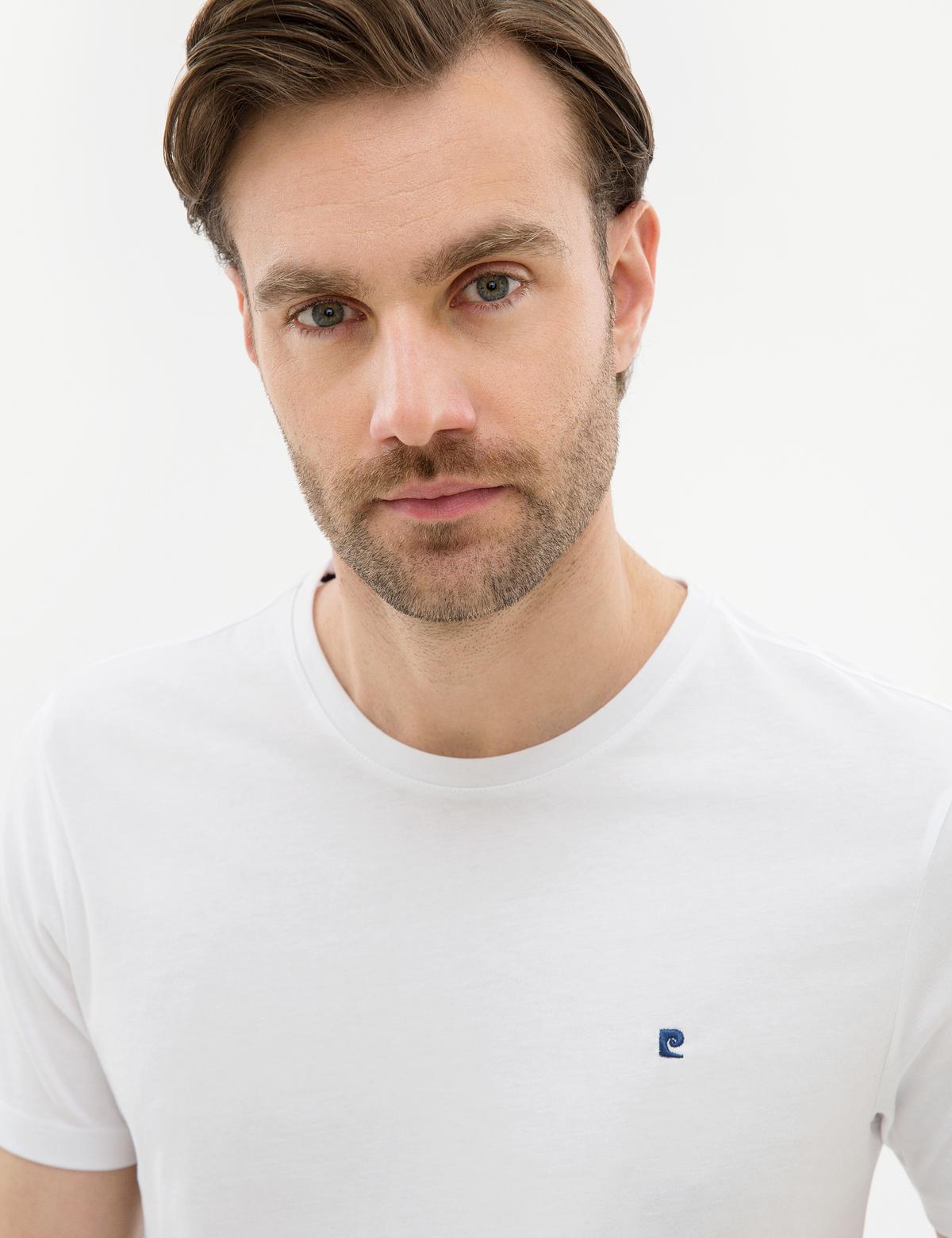 Beyaz Slim Fit Bisiklet Yaka Basic T-Shirt