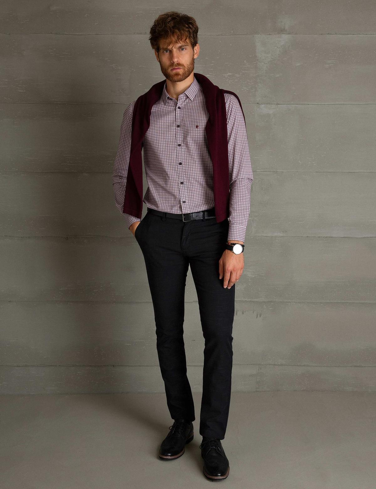 Bordo Slim Fit Gömlek