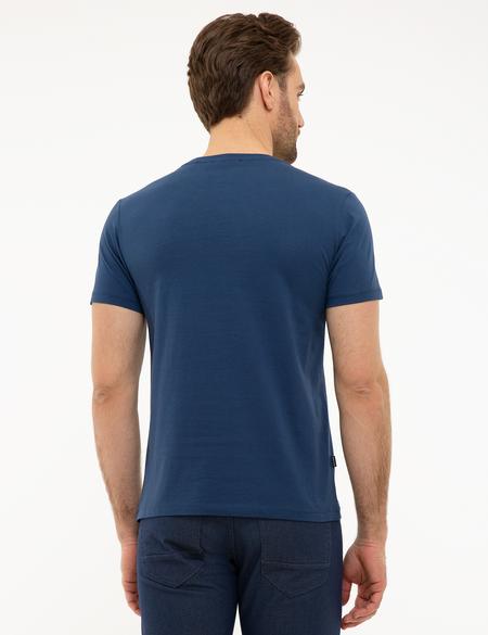 Koyu Mavi Slim Fit Bisiklet Yaka T-Shirt - 50226362007