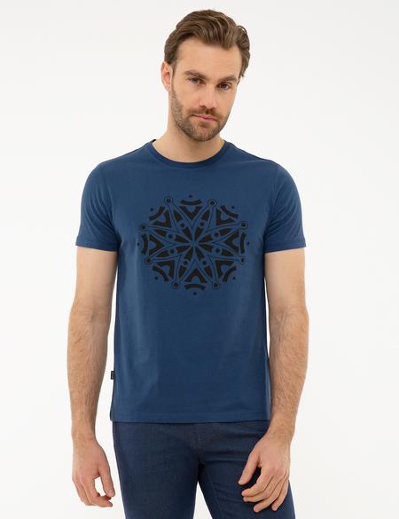 Koyu Mavi Slim Fit Bisiklet Yaka T-Shirt - 50226362007