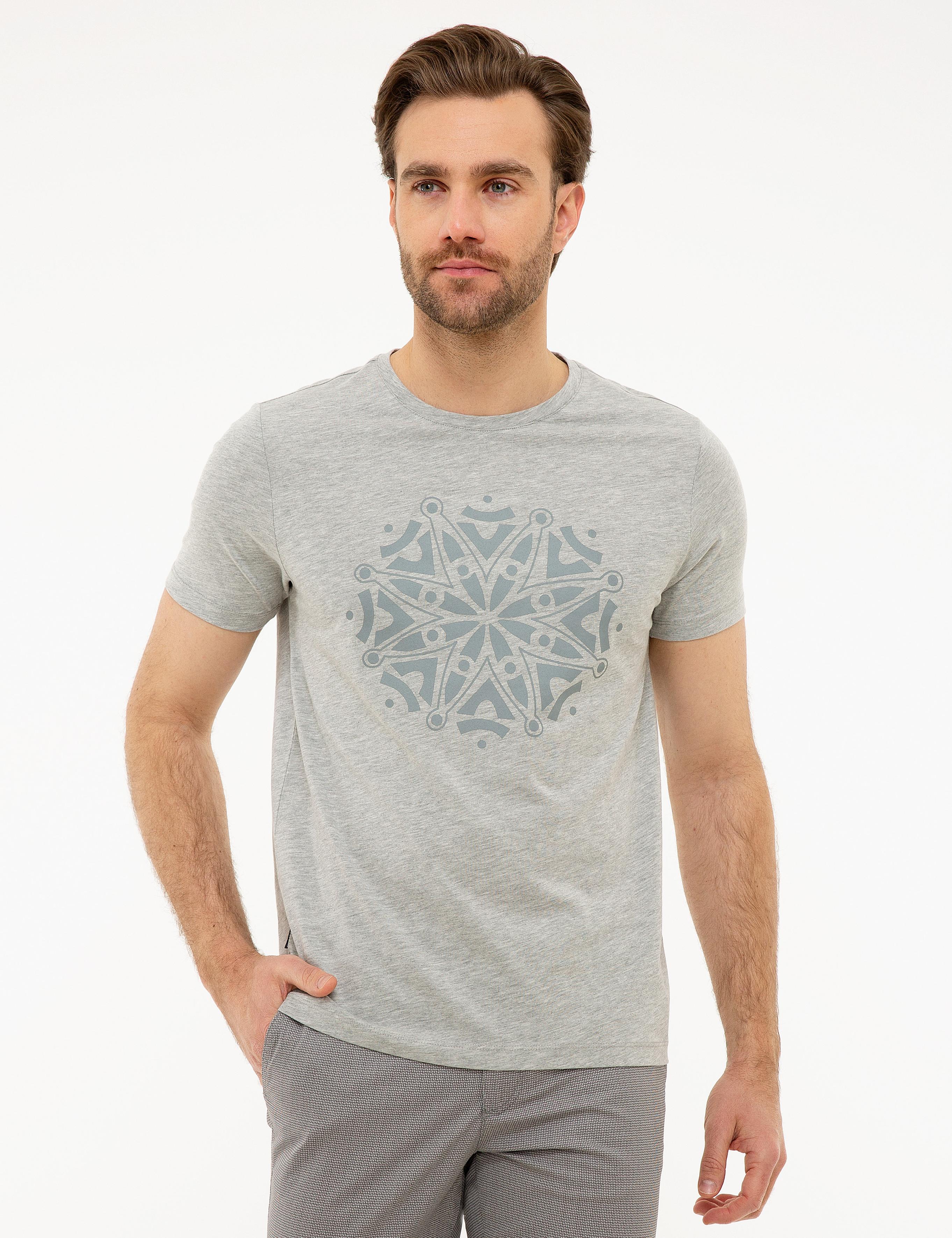 Açık Gri Melanj Slim Fit Bisiklet Yaka T-Shirt