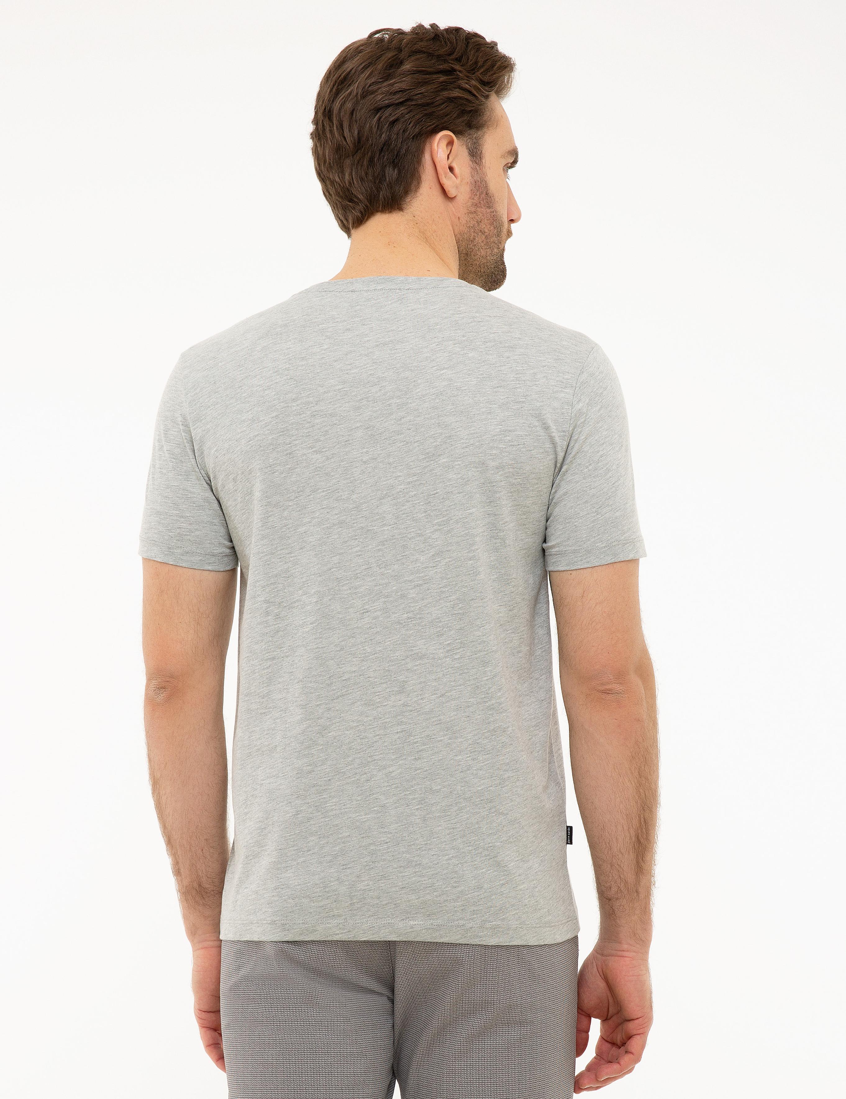 Açık Gri Melanj Slim Fit Bisiklet Yaka T-Shirt