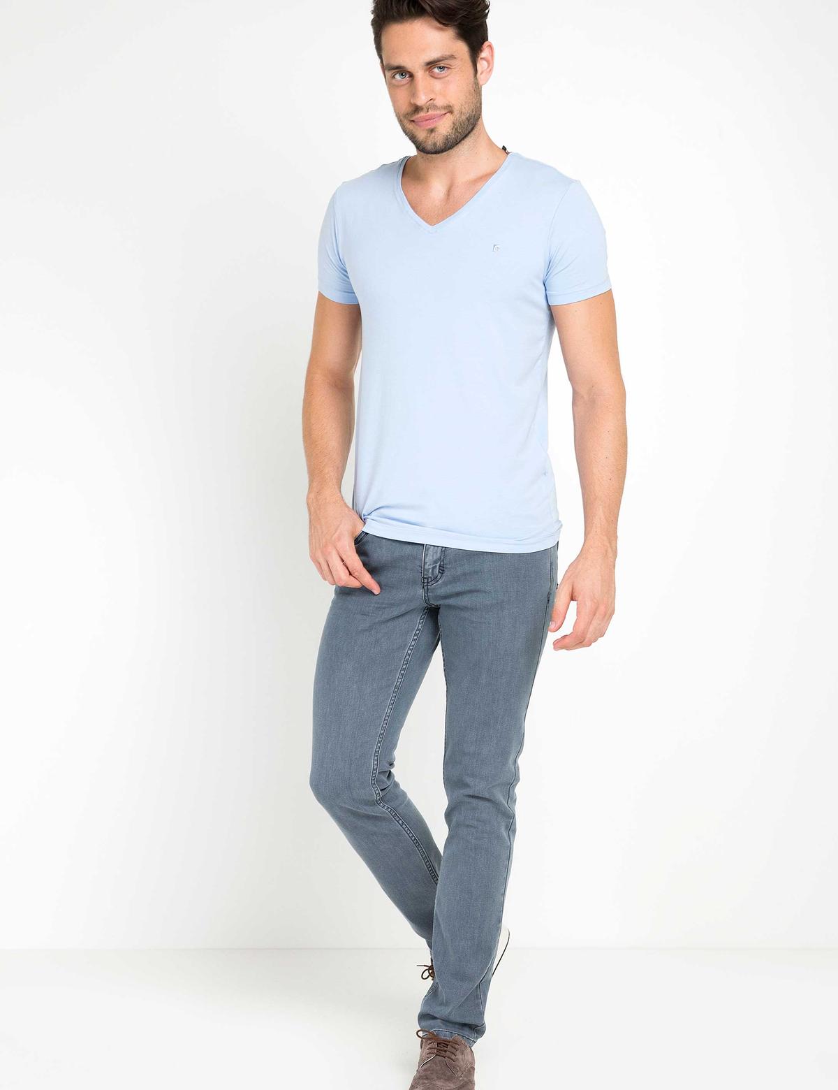Açık Mavi Slim Fit Tişört - 50168794123