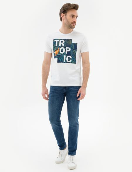 Beyaz Slim Fit Bisiklet Yaka T-Shirt - 50226530002