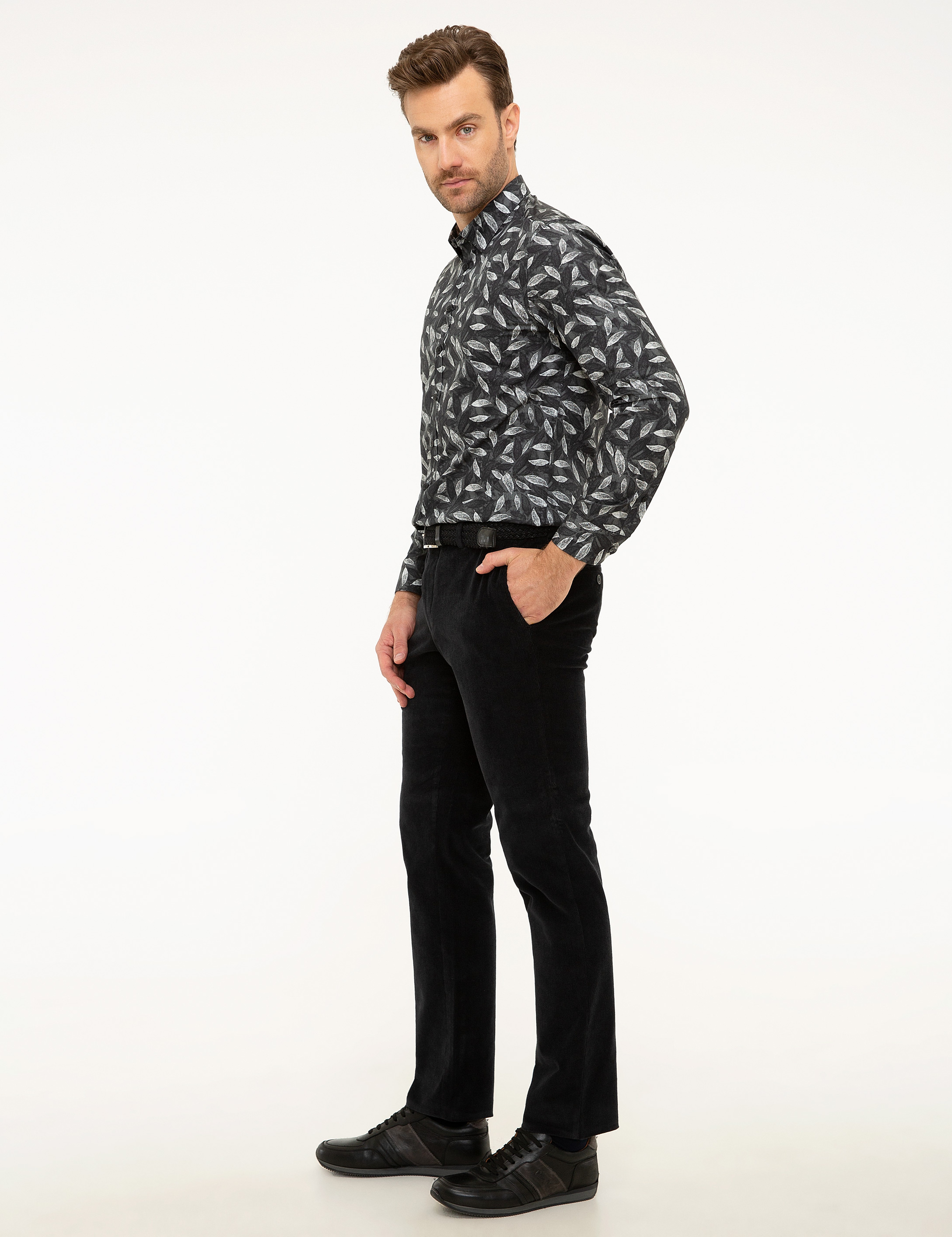 Siyah Slim Fit Kumaş Pantolon - Image 2