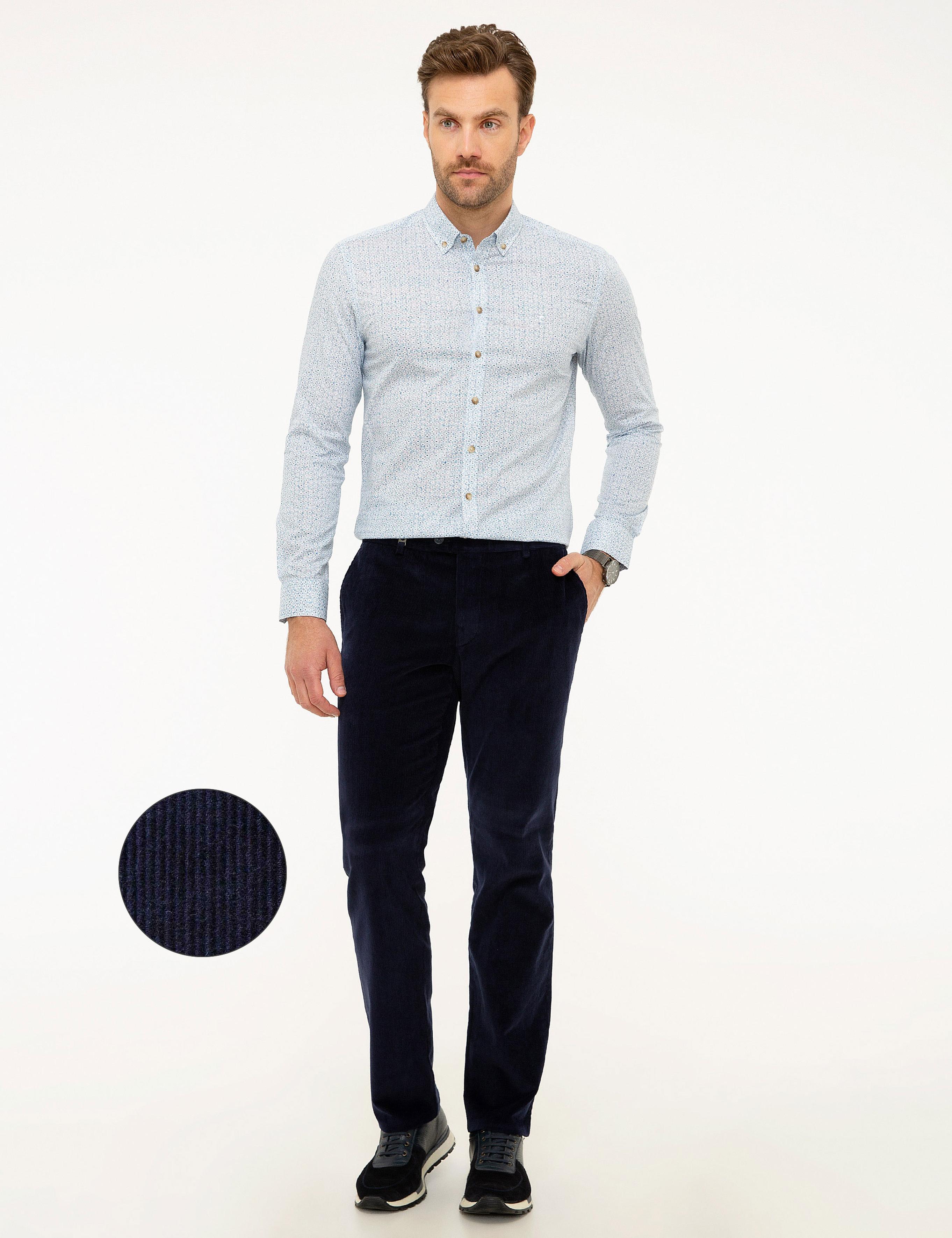 Lacivert Slim Fit Kadife Pantolon