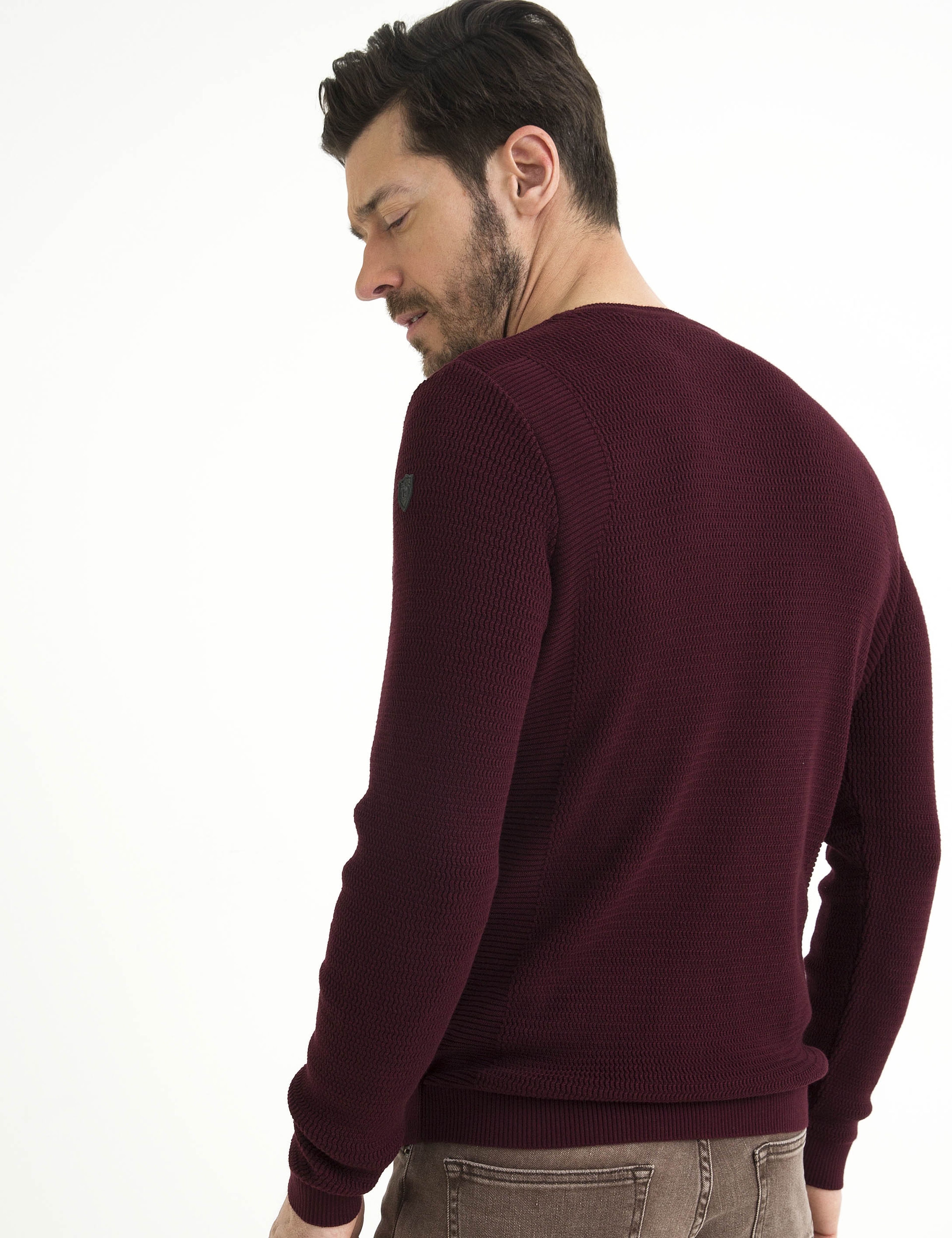 Bordo Slim Fit Triko Kazak - Image 4