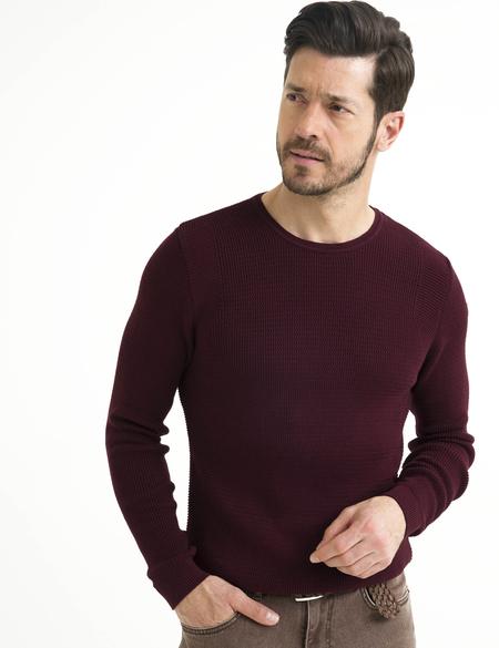 Bordo Slim Fit Triko Kazak - 50195691011