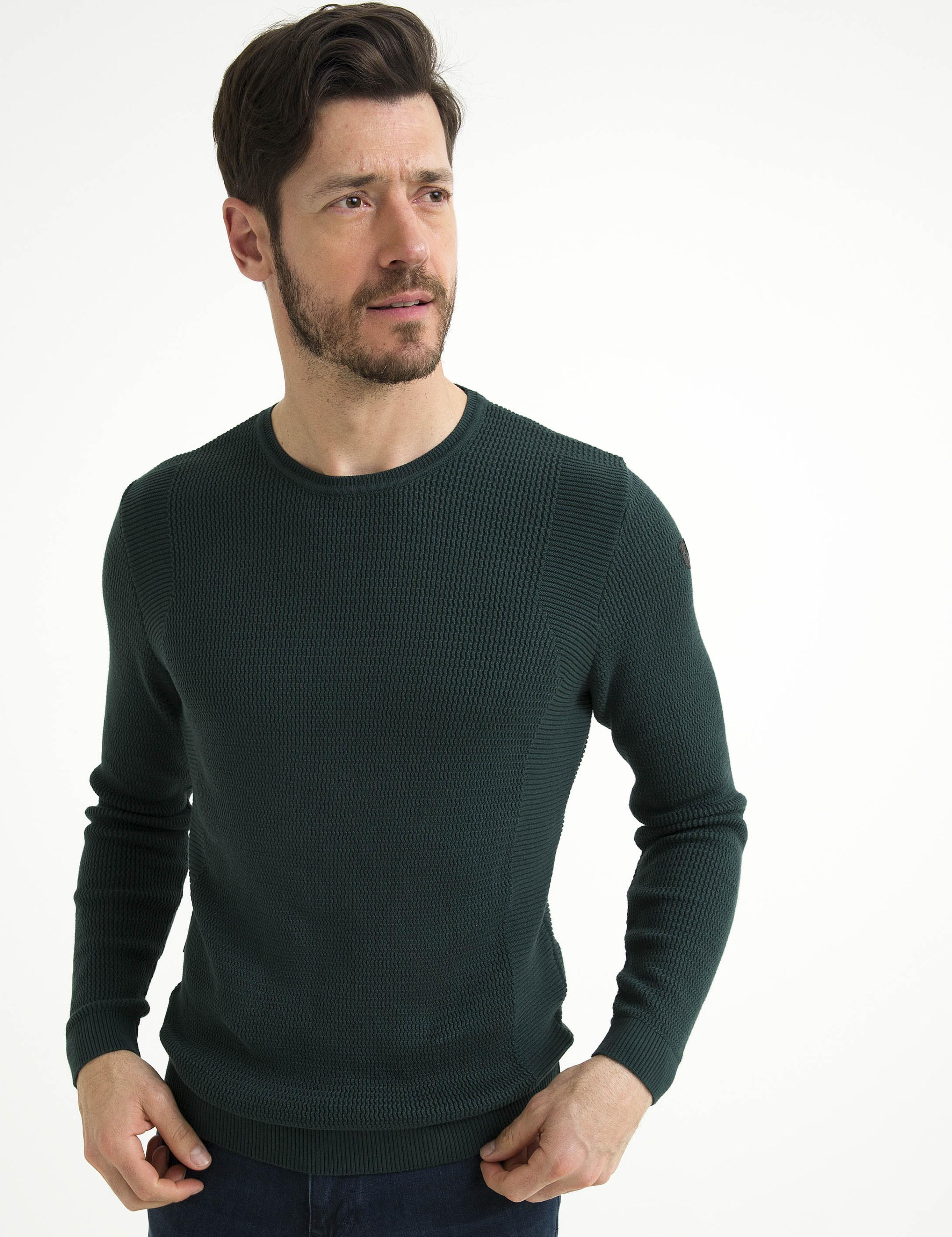 Yeşil Slim Fit Triko Kazak