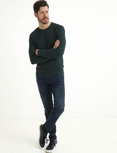 Yeşil Slim Fit Triko Kazak - 50195691022