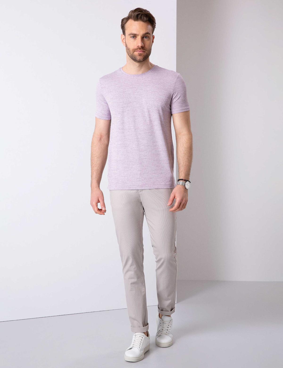 Mor Slim Fit Bisiklet Yaka T-Shirt - 50200374071