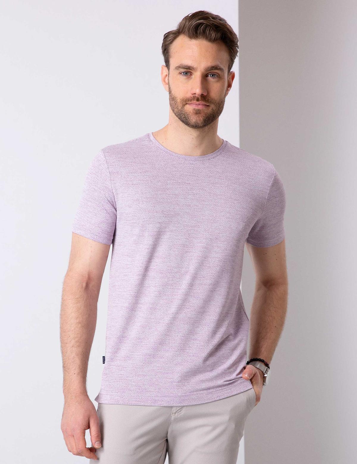 Mor Slim Fit Bisiklet Yaka T-Shirt