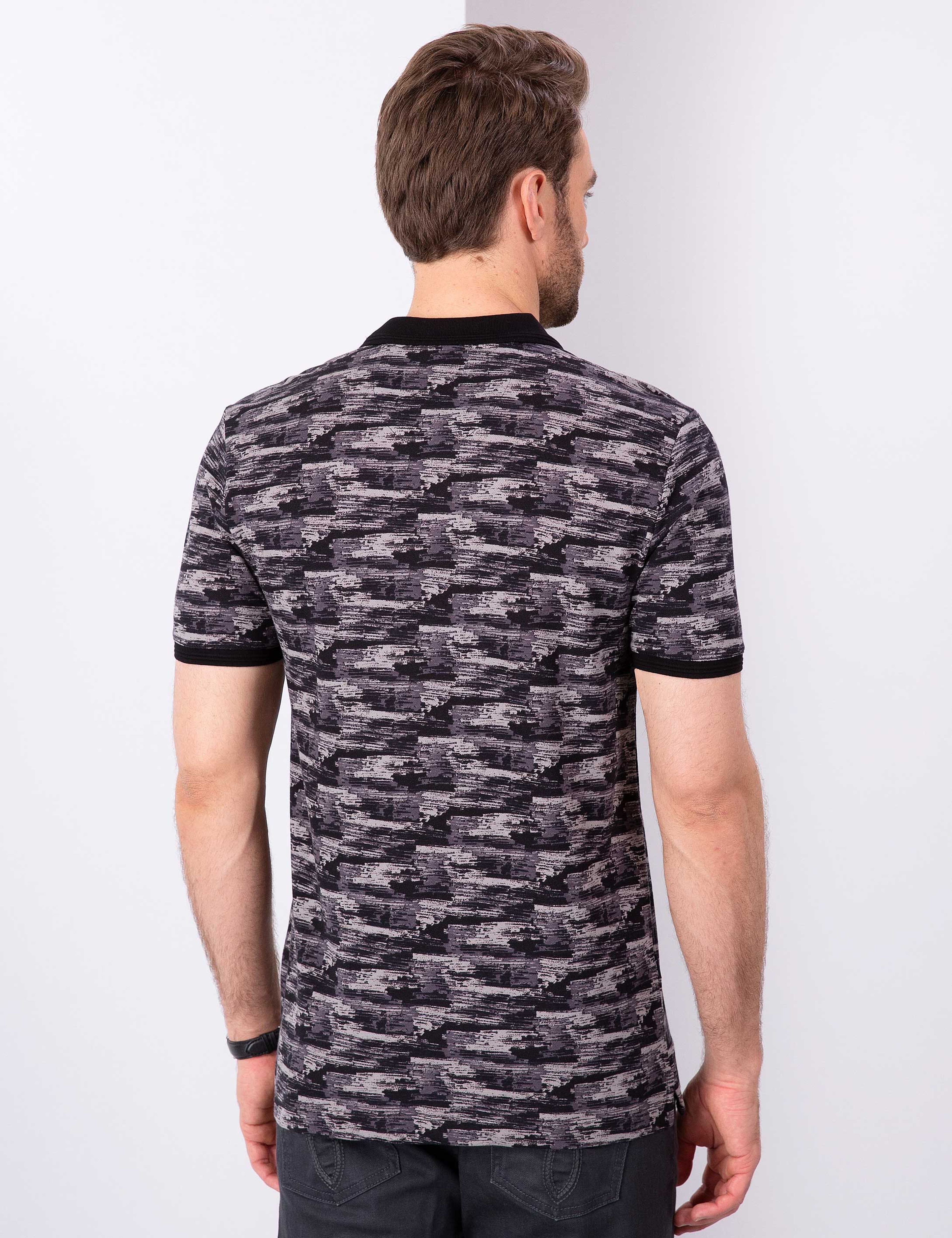 Siyah Slim Fit Polo Yaka T-Shirt - Image 3