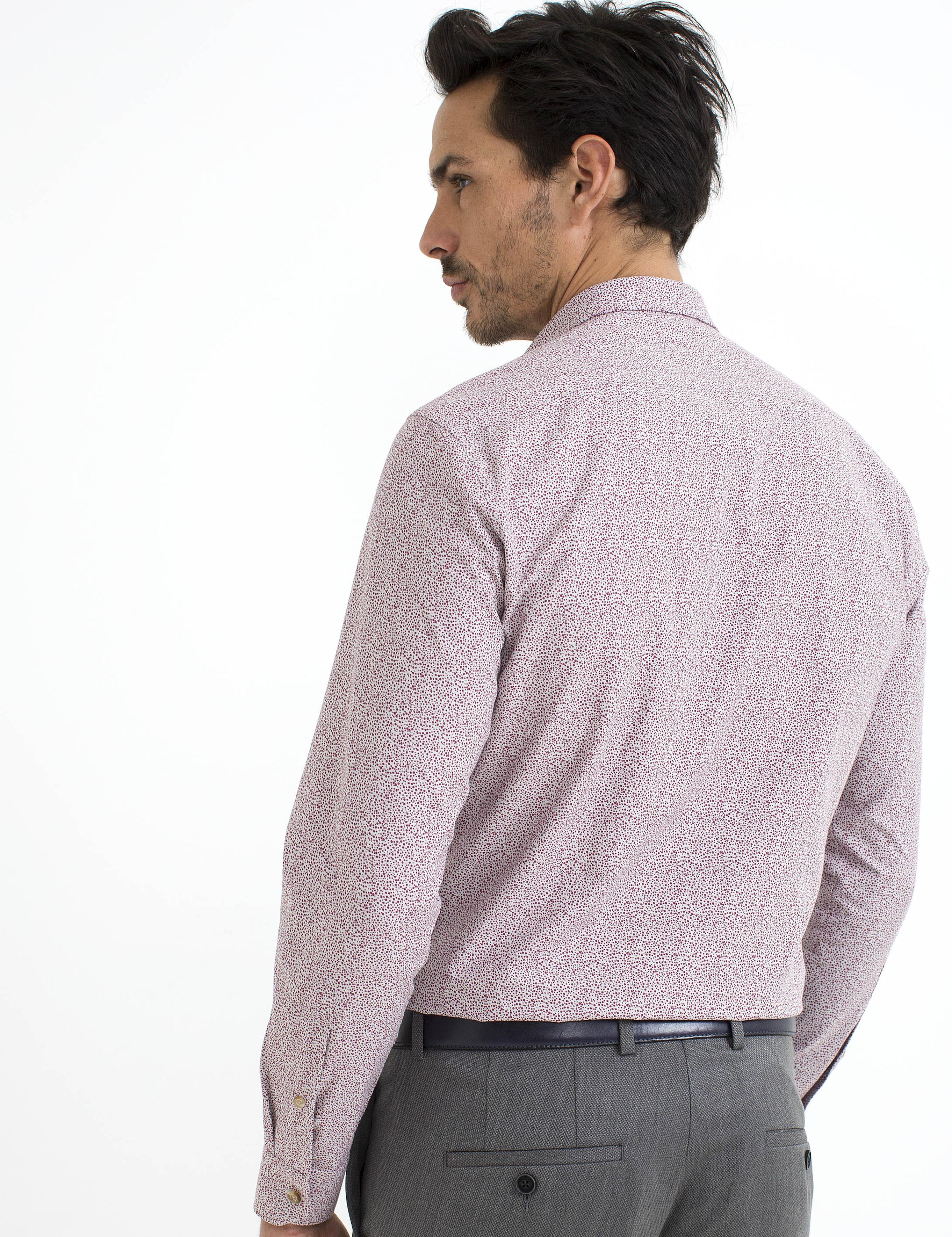 Bordo Slim Fit Uzun Kollu Gömlek