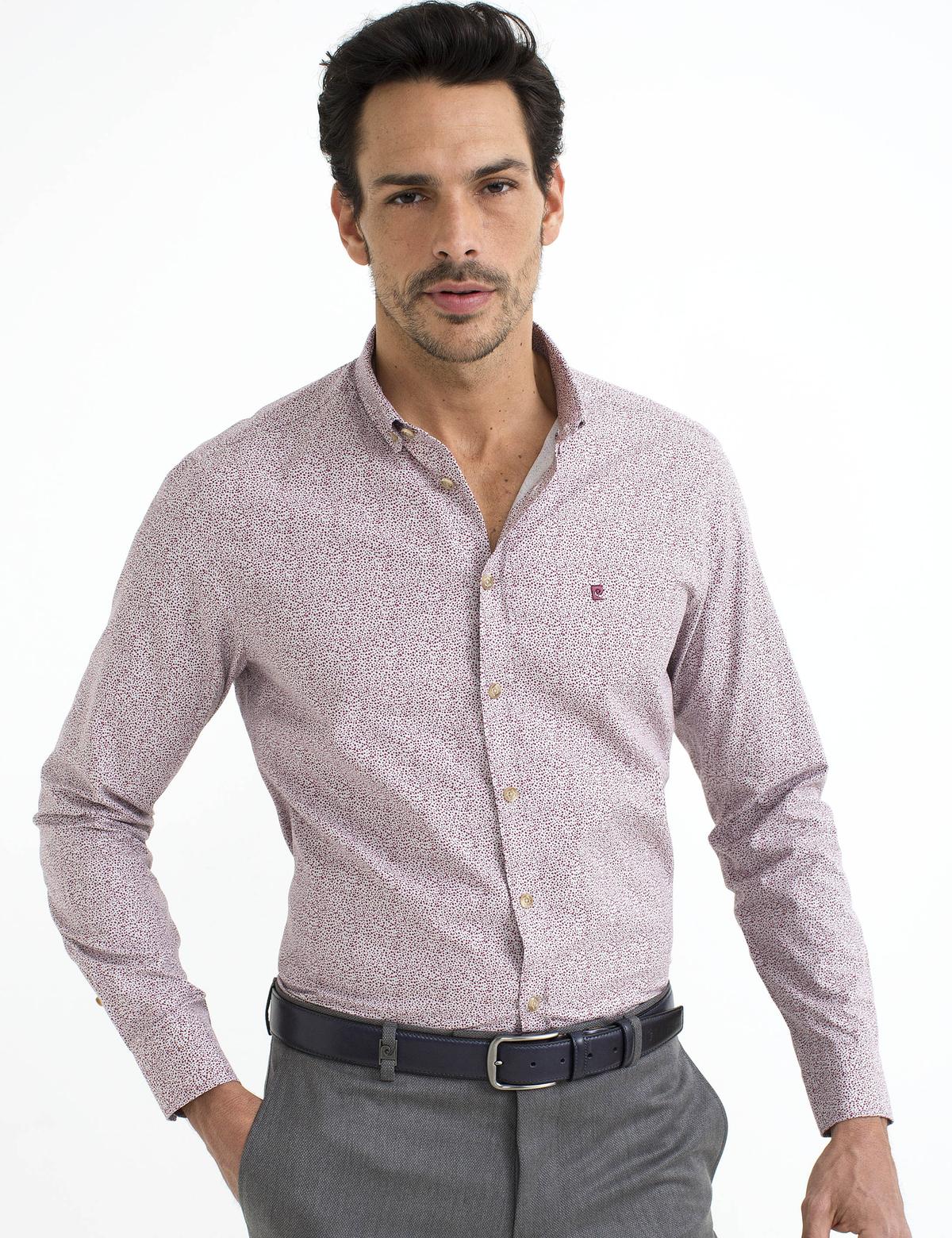 Bordo Slim Fit Uzun Kollu Gömlek