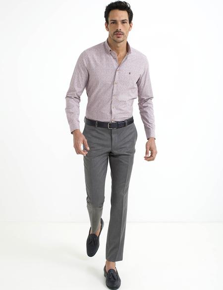 Bordo Slim Fit Uzun Kollu Gömlek - 50195893001