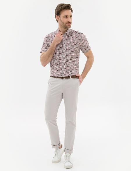 Bordo Slim Fit Kısa Kollu Gömlek - 50221410012