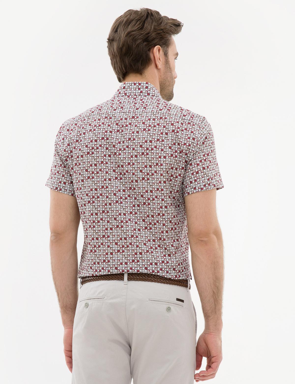 Bordo Slim Fit Kısa Kollu Gömlek - 50221410012