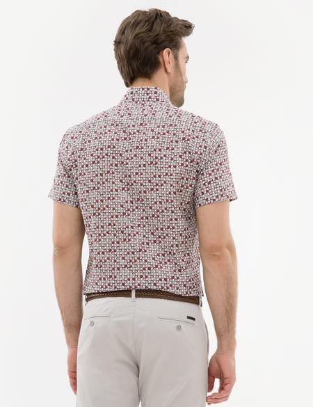 Bordo Slim Fit Kısa Kollu Gömlek - 50221410012
