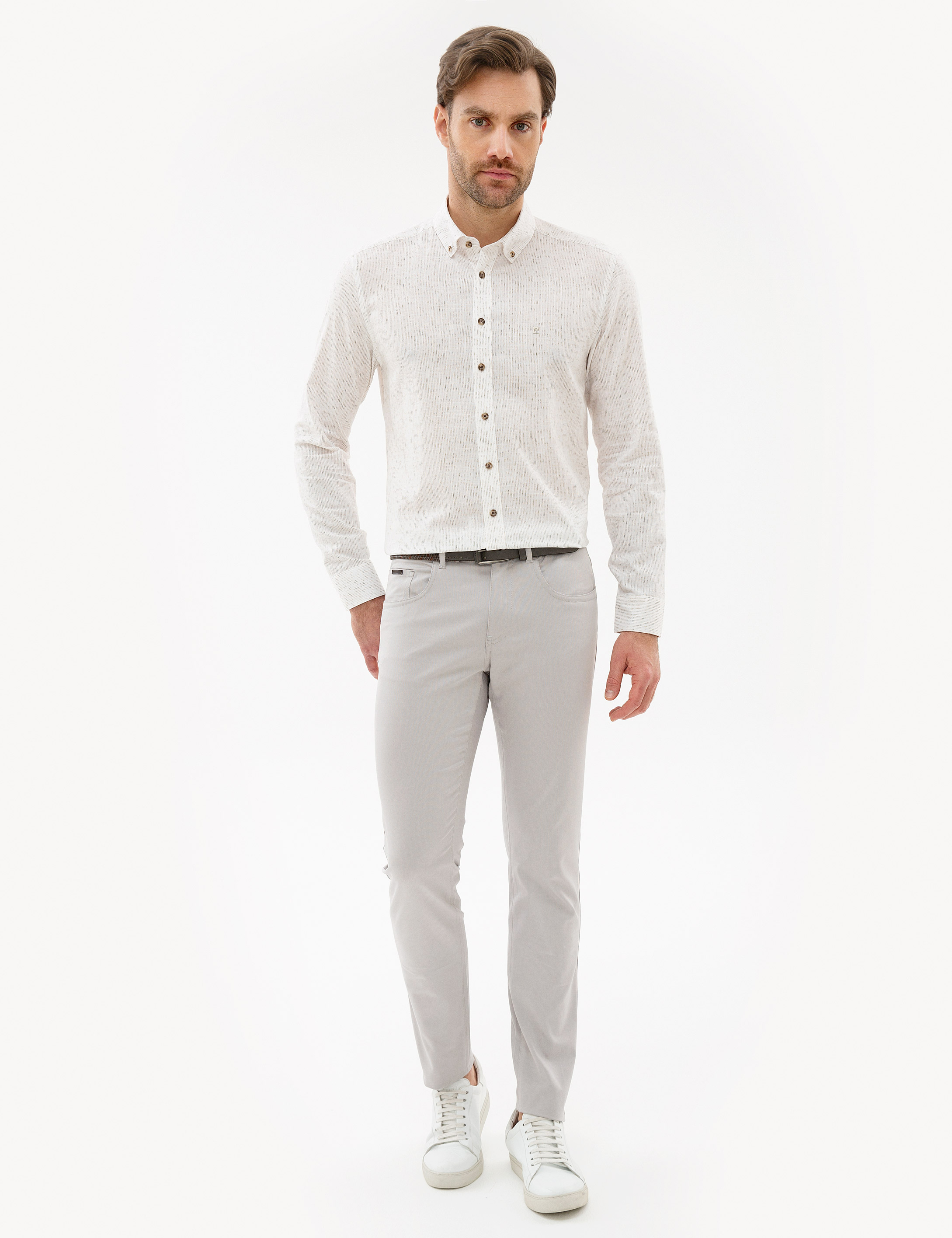 Bej Slim Fit Gömlek