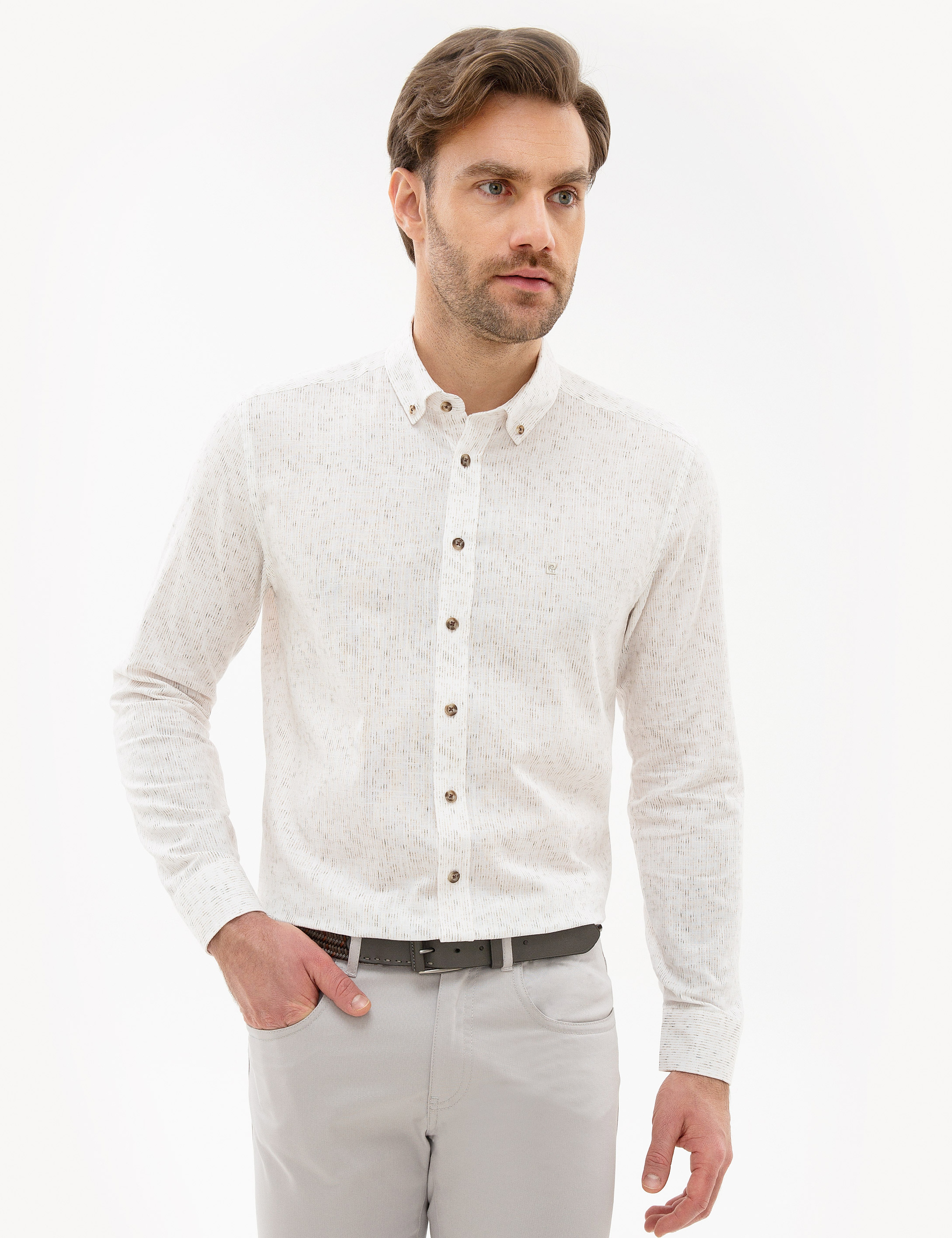 Bej Slim Fit Gömlek - Image 2