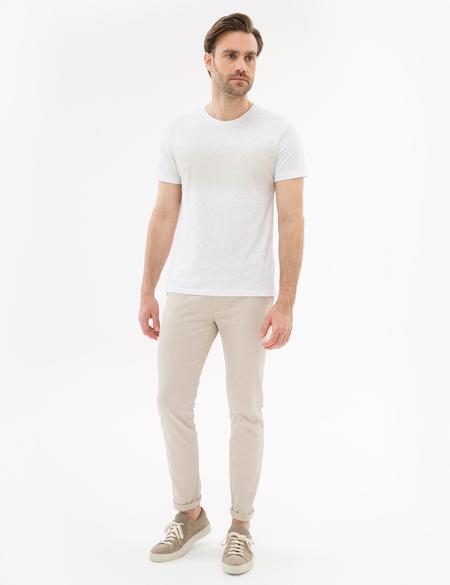 Beyaz Slim Fit Bisiklet Yaka Tişört - 50222957004