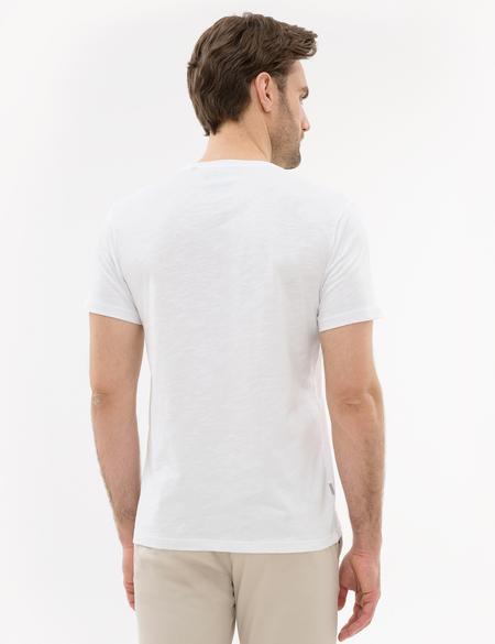 Beyaz Slim Fit Bisiklet Yaka Tişört - 50222957004