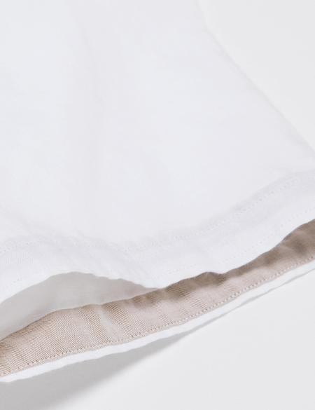 Beyaz Slim Fit Kısa Kollu Keten Karışımlı Gömlek - 50185776024