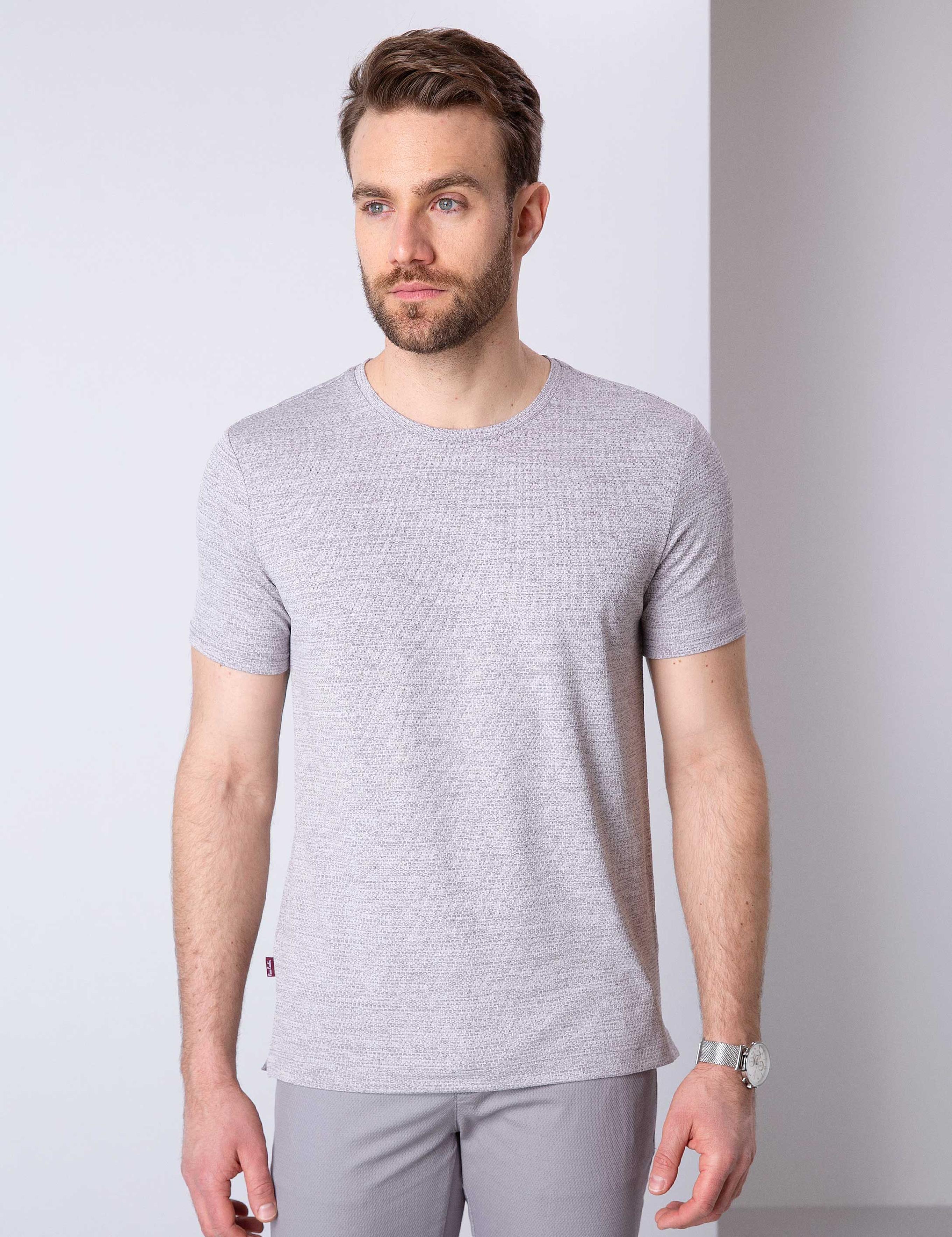 Lila Slim Fit Bisiklet Yaka T-Shirt