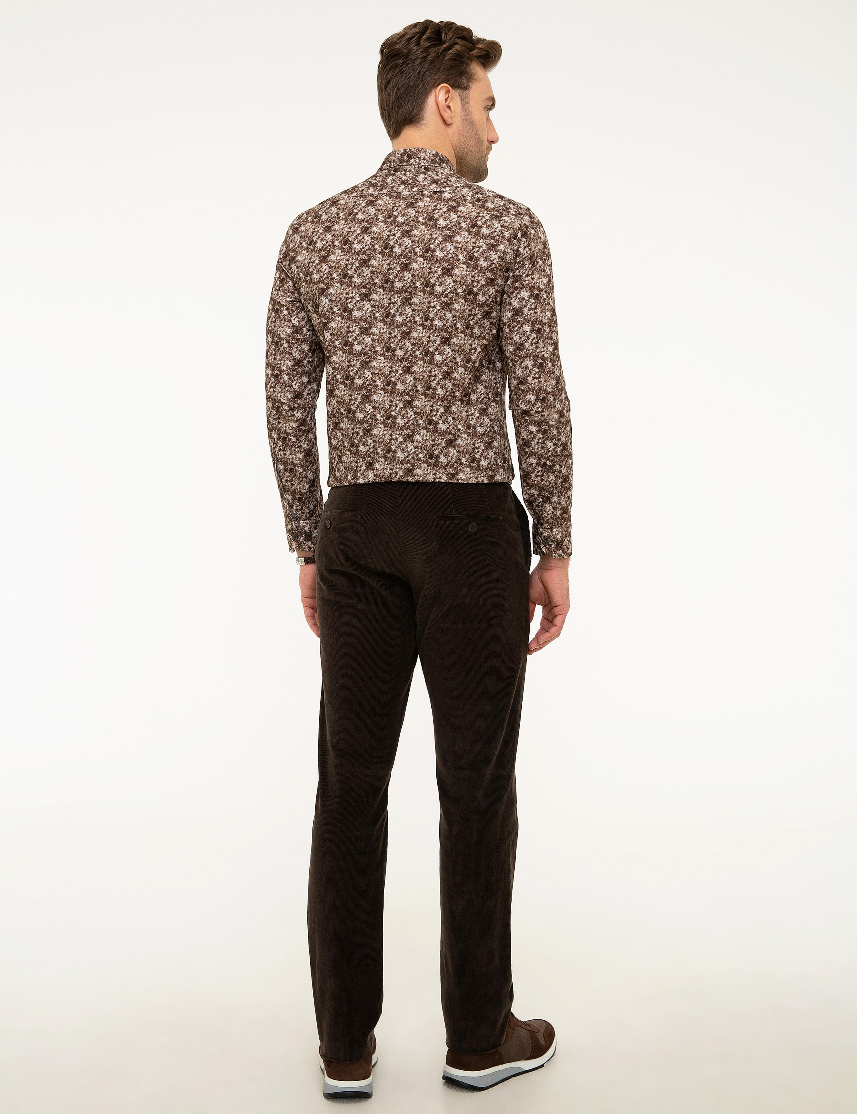 Kahverengi Slim Fit Kadife Pantolon