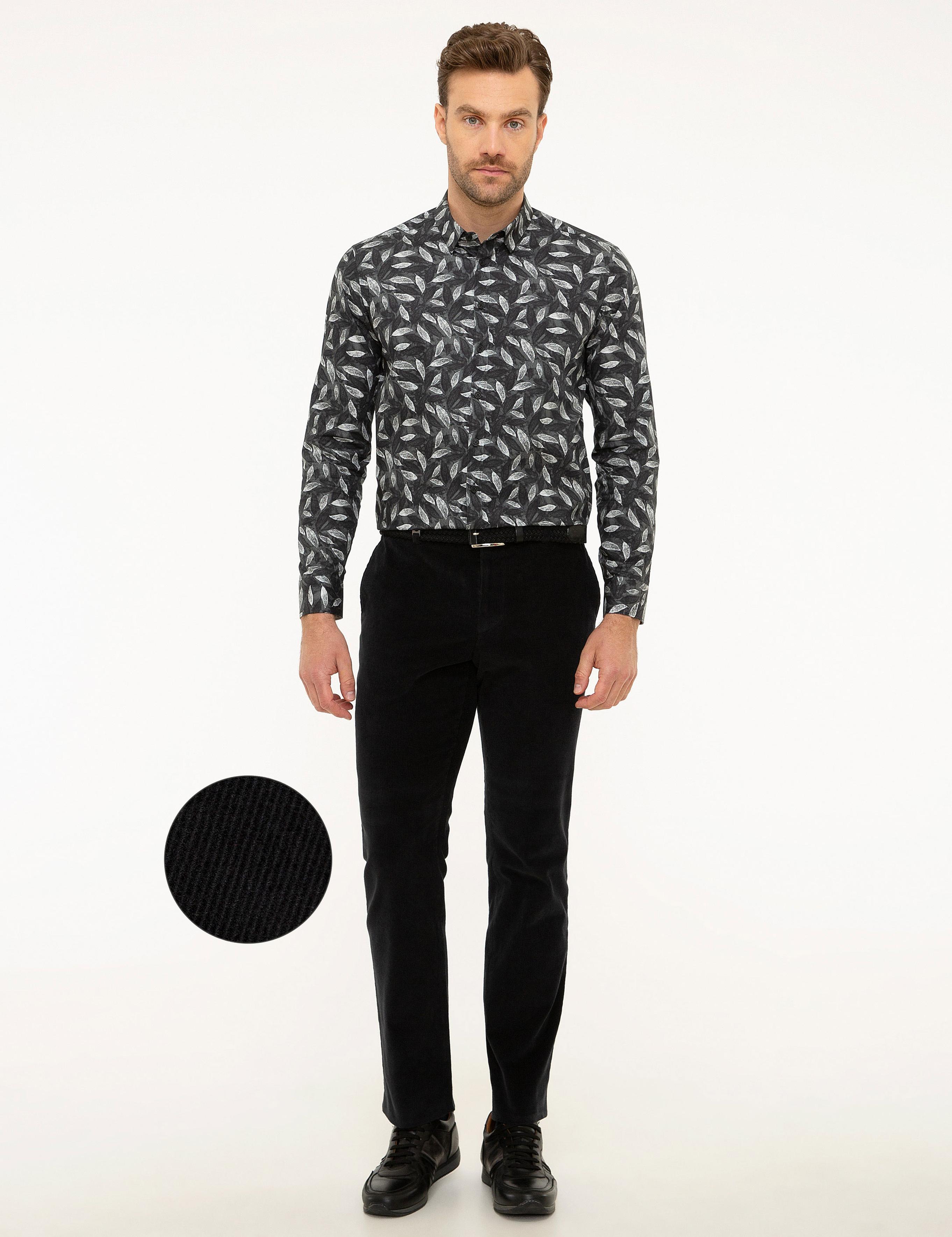 Siyah Slim Fit Kadife Pantolon