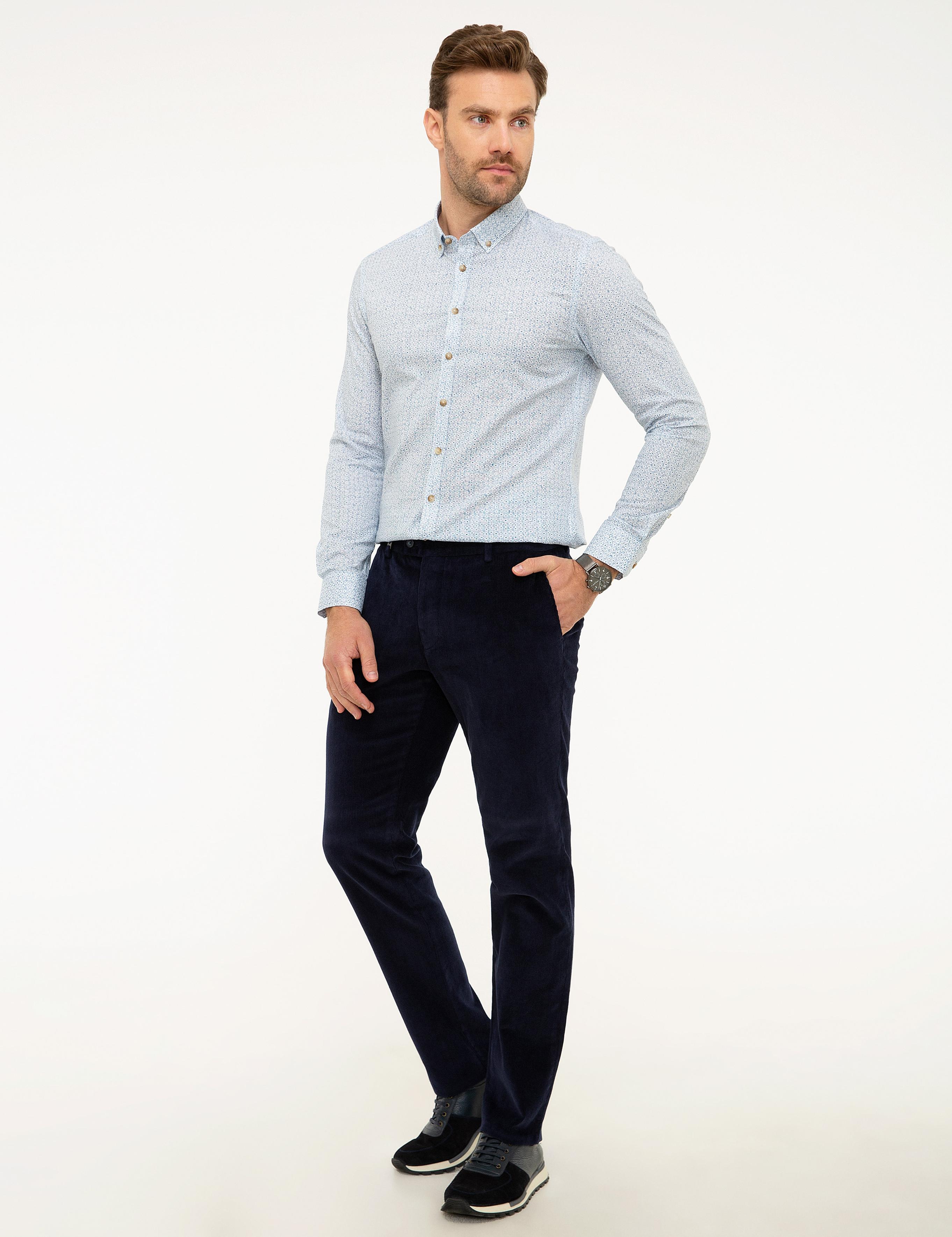 Lacivert Slim Fit Kadife Pantolon