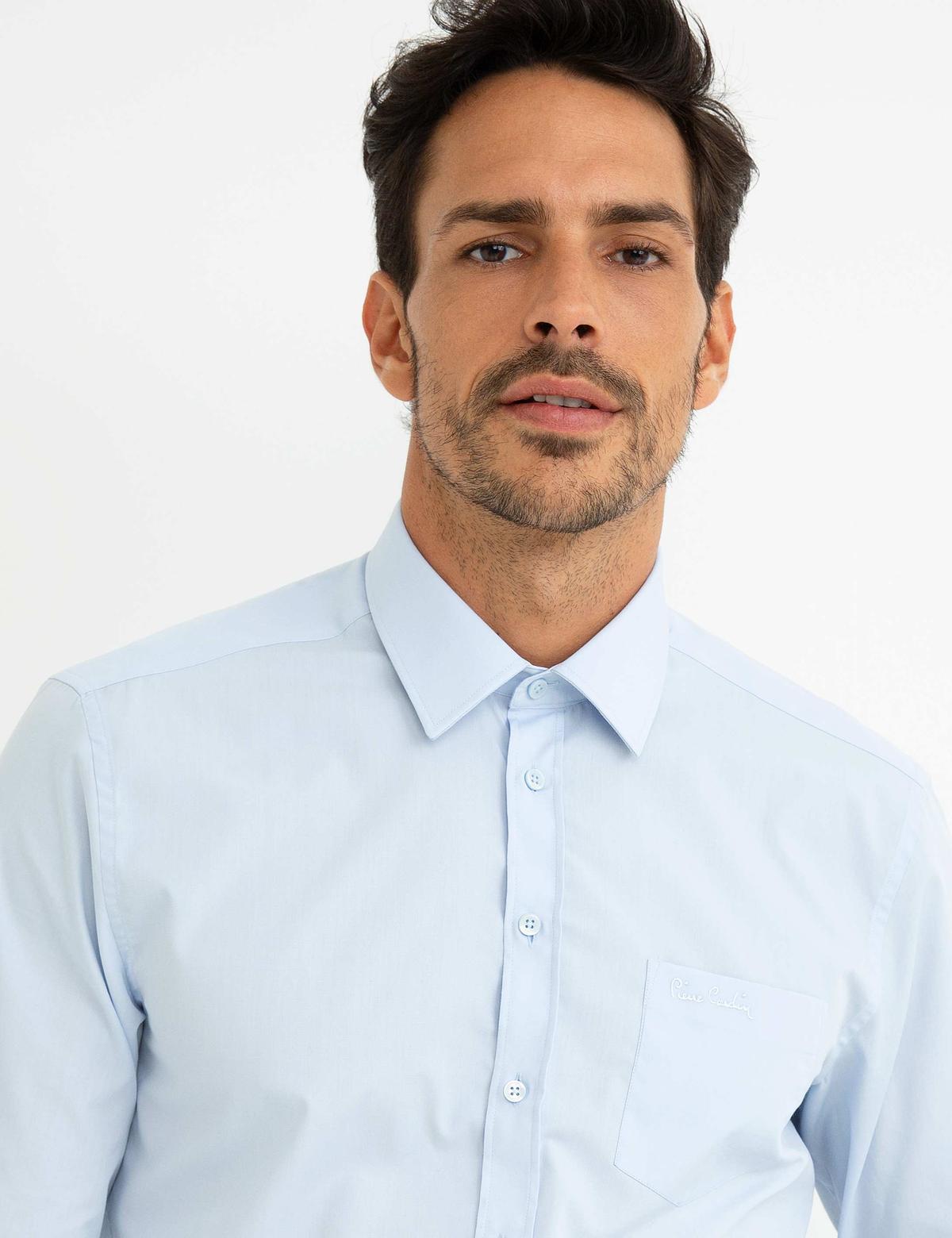 Açık Mavi Regular Fit Uzun Kollu Basic Gömlek