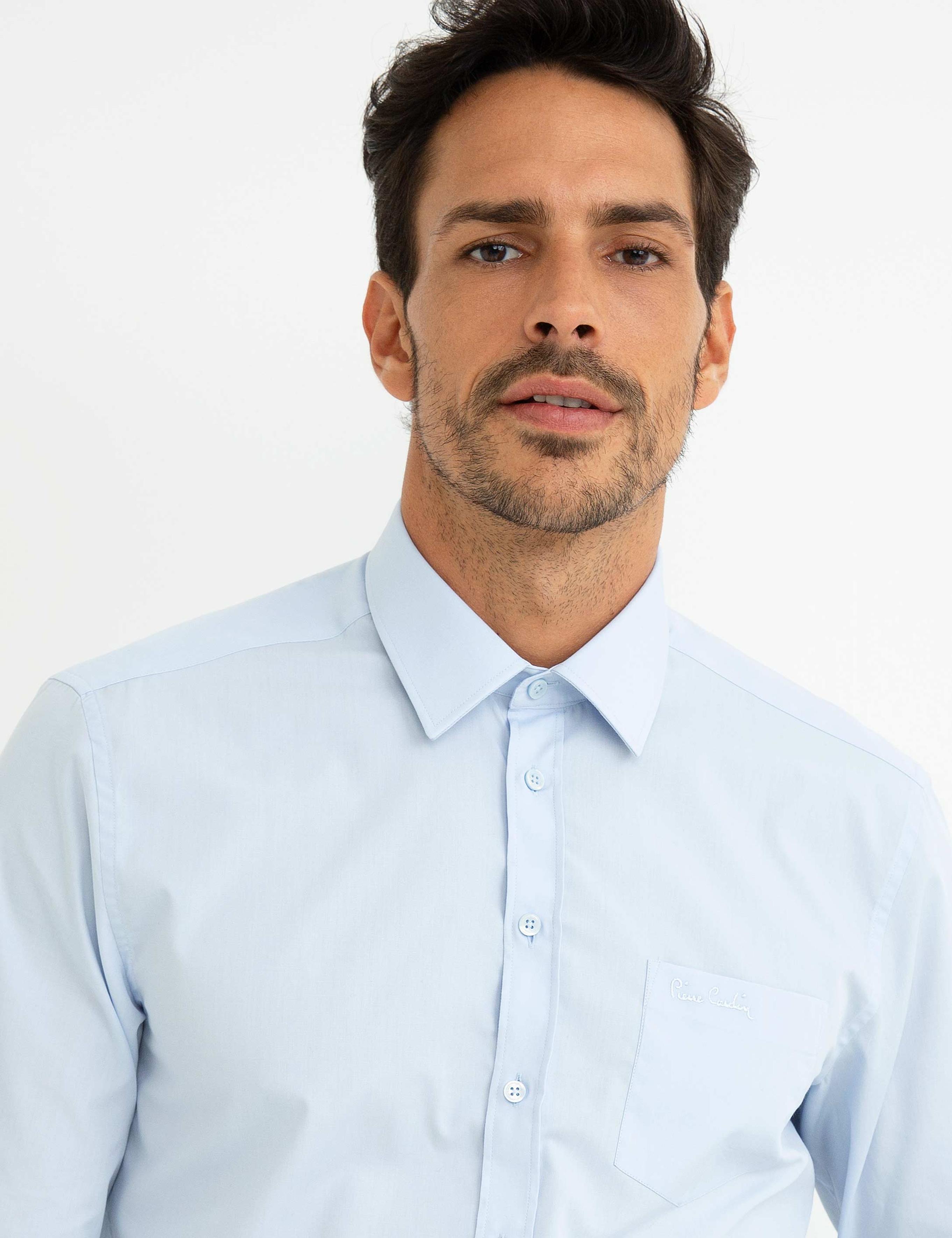 Açık Mavi Regular Fit Uzun Kollu Basic Gömlek