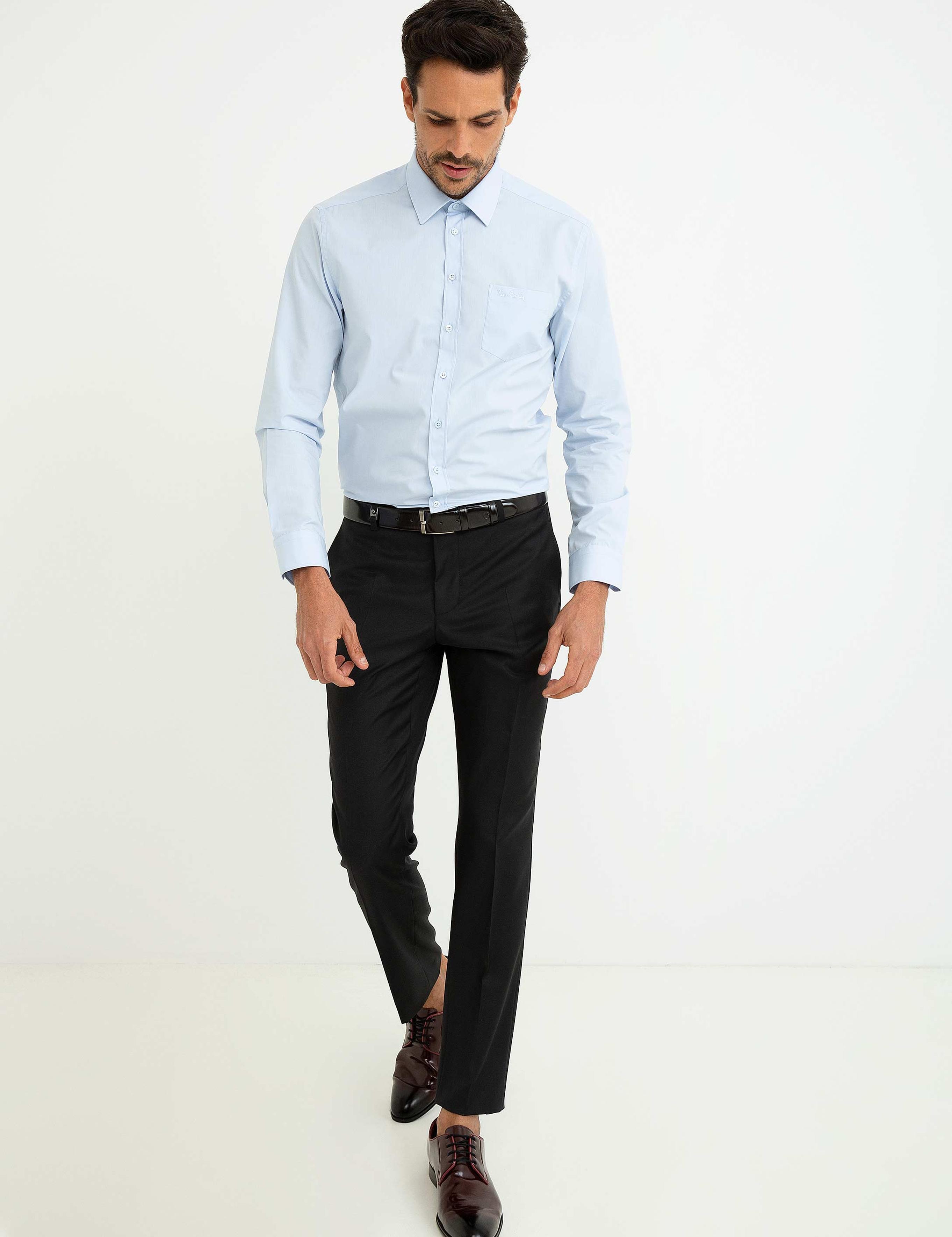 Açık Mavi Regular Fit Uzun Kollu Basic Gömlek