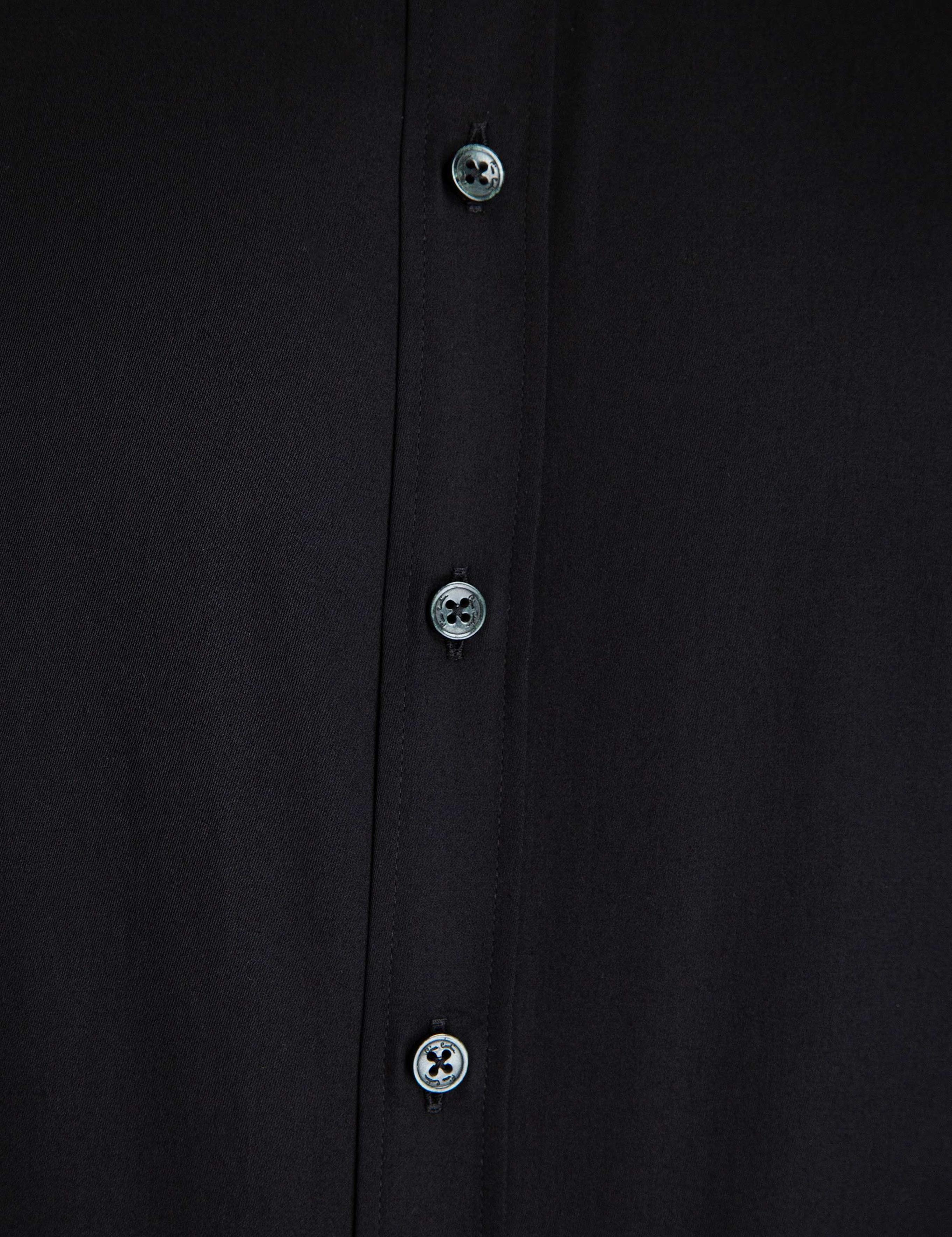 Siyah Slim Fit Uzun Kollu Basic Gömlek