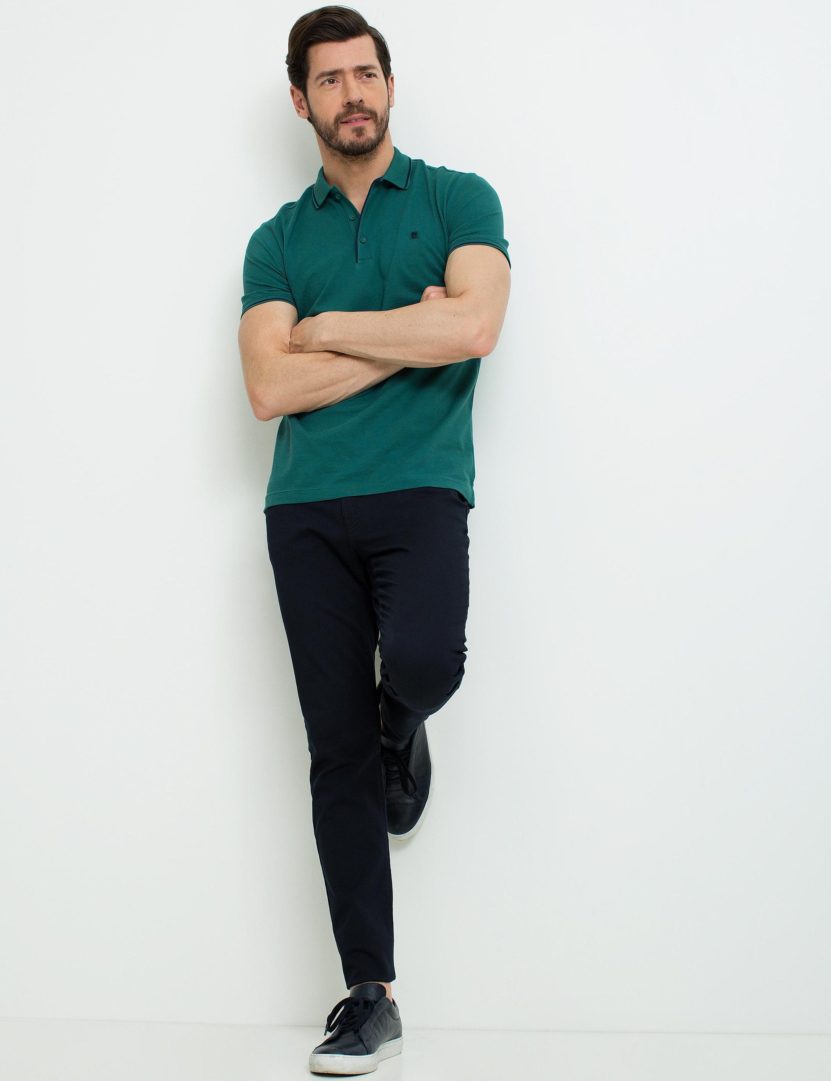 Koyu Yeşil Slim Fit Polo Yaka Basic T-shirt