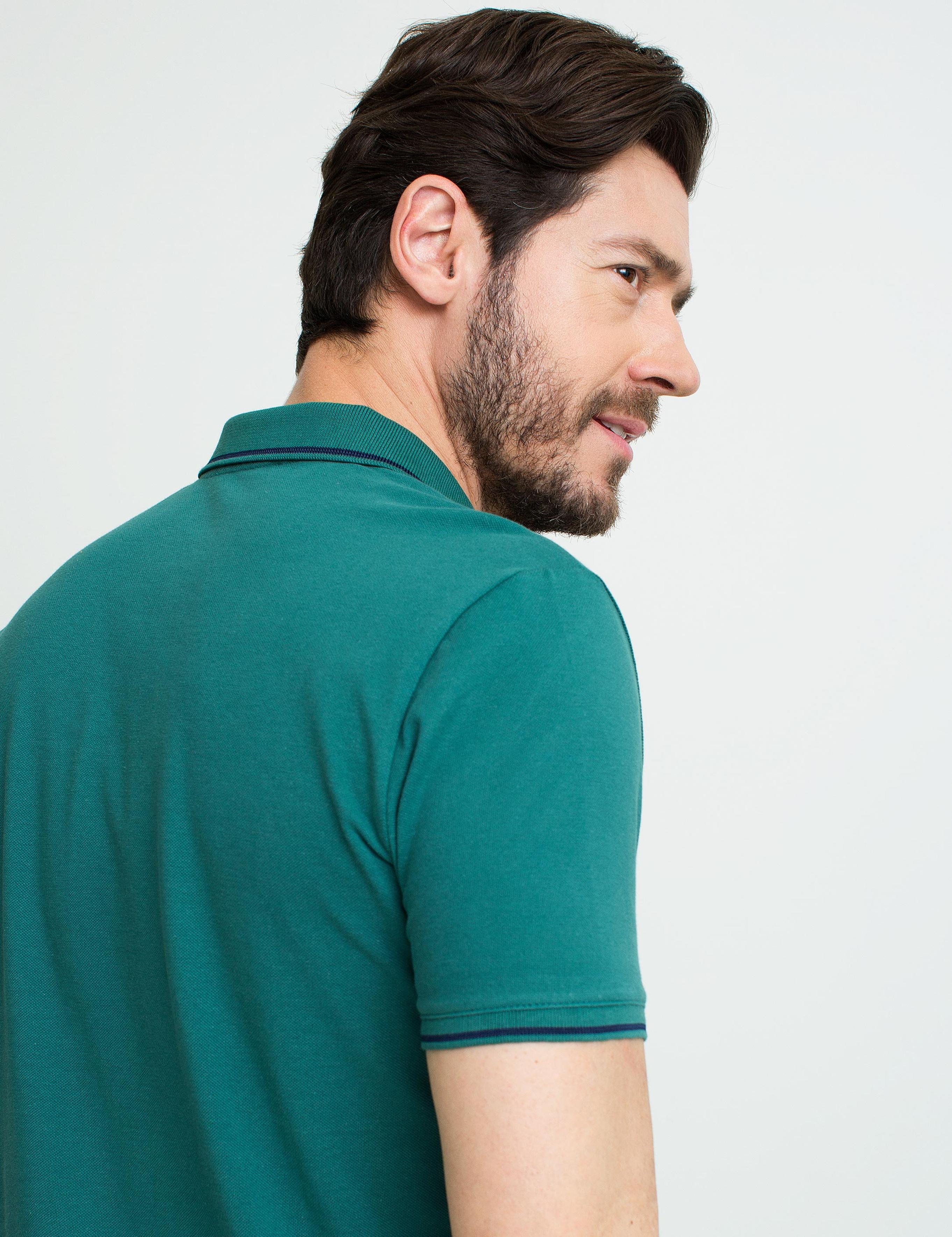 Koyu Yeşil Slim Fit Polo Yaka Basic T-shirt