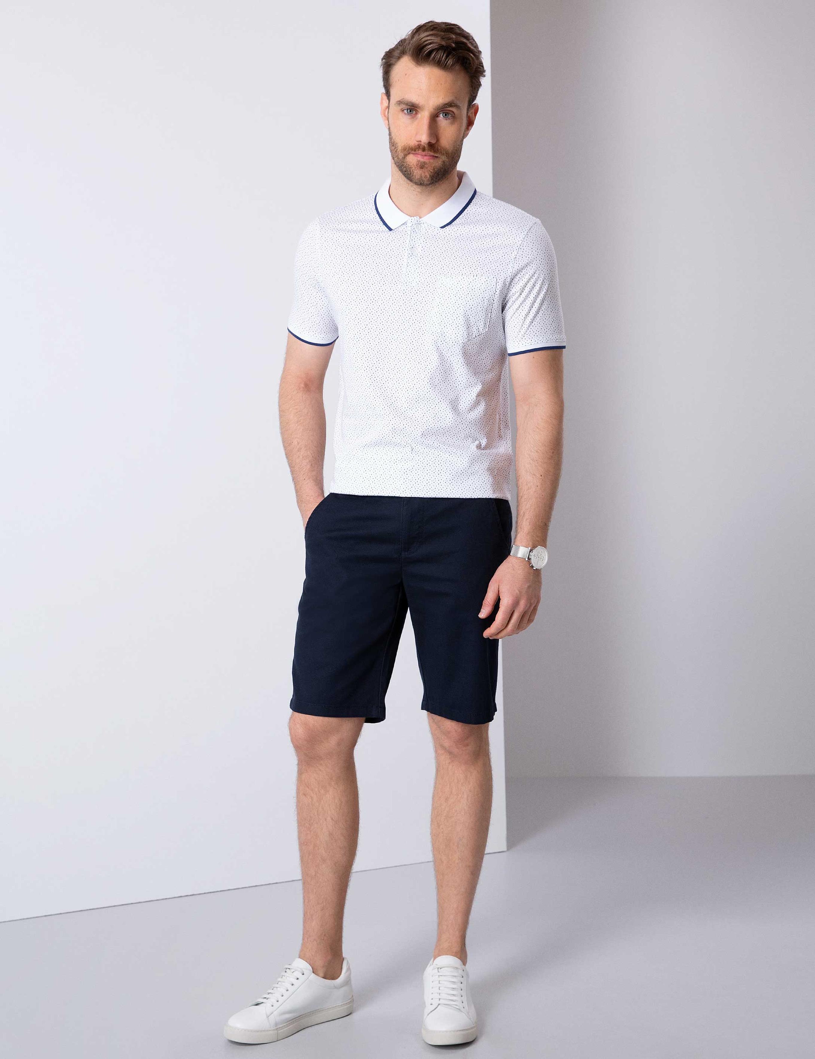 Beyaz Regular Fit Polo Yaka T-Shirt