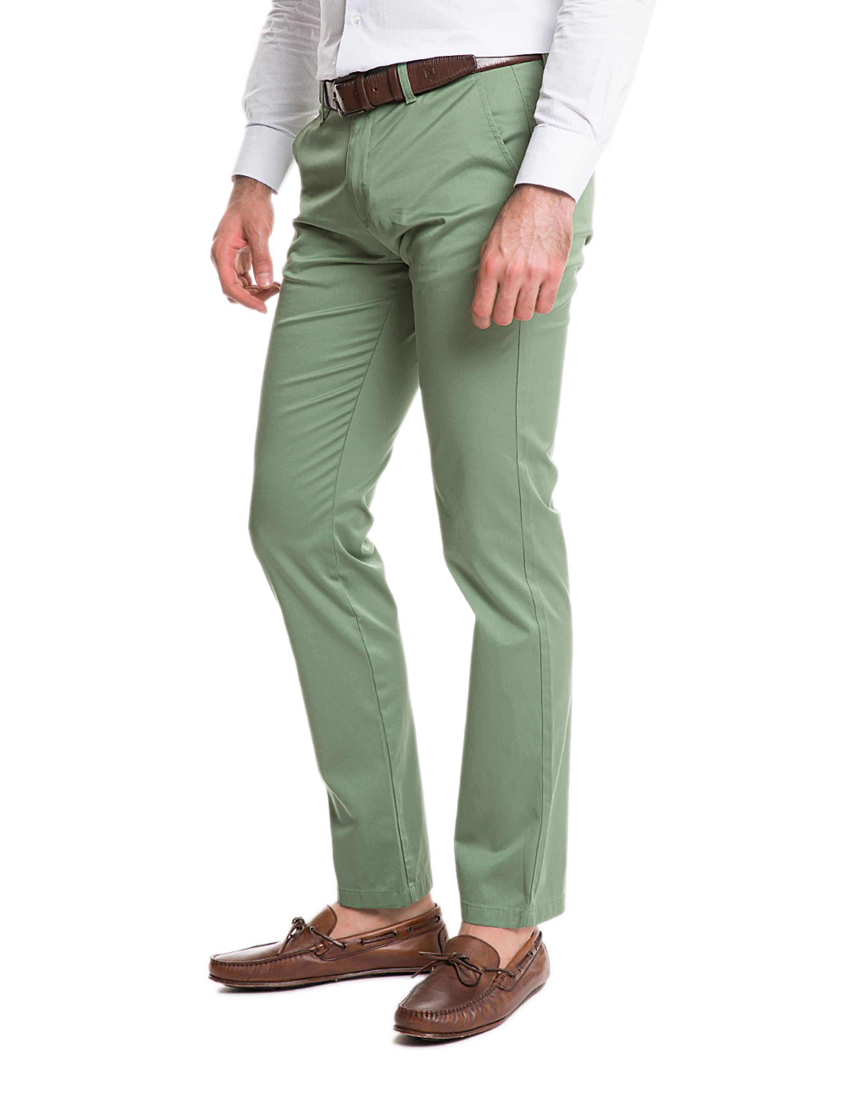 Yeşil Slim Fit Kanvas Pantolon