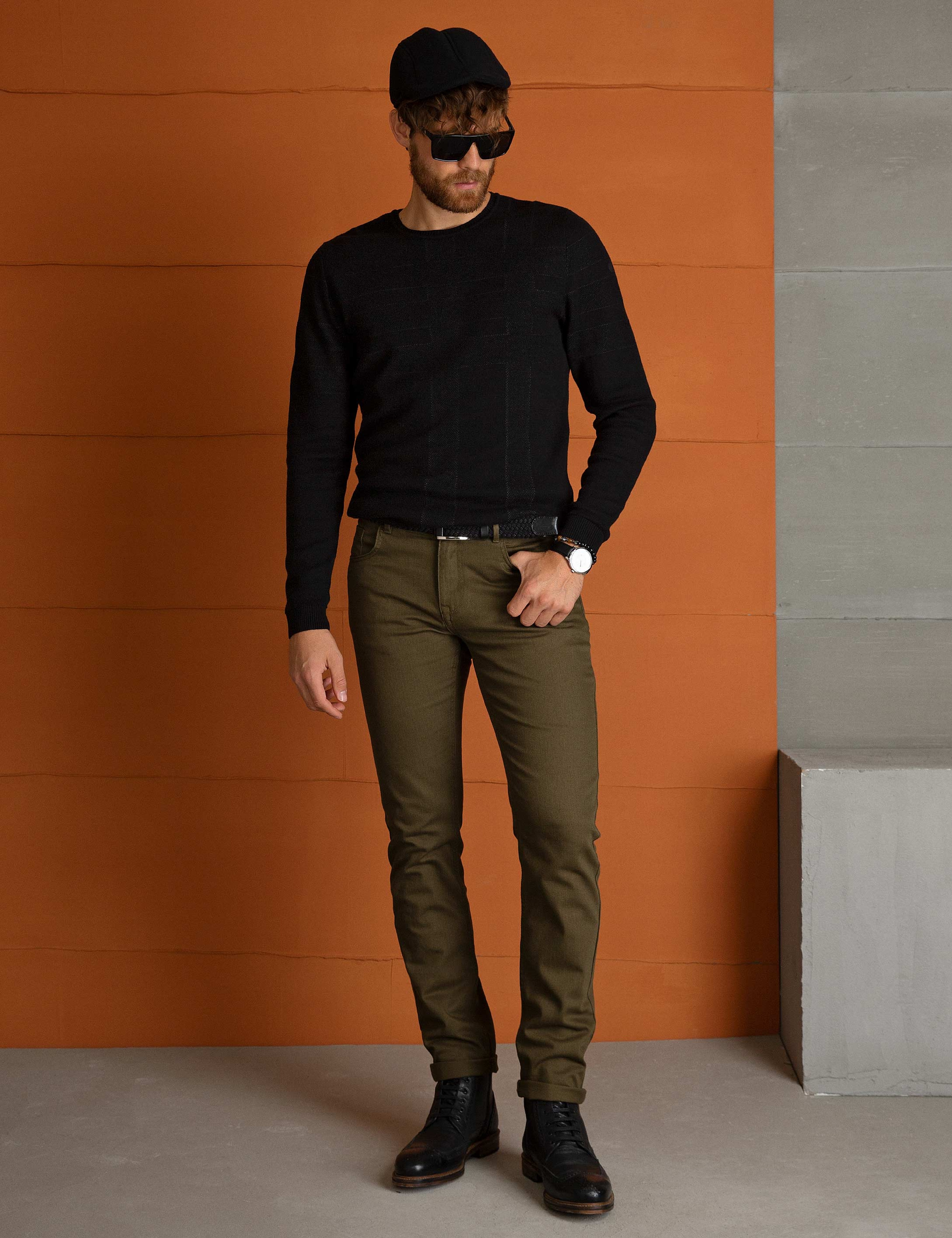 Yeşil Slim Fit Kanvas Pantolon - Image 1