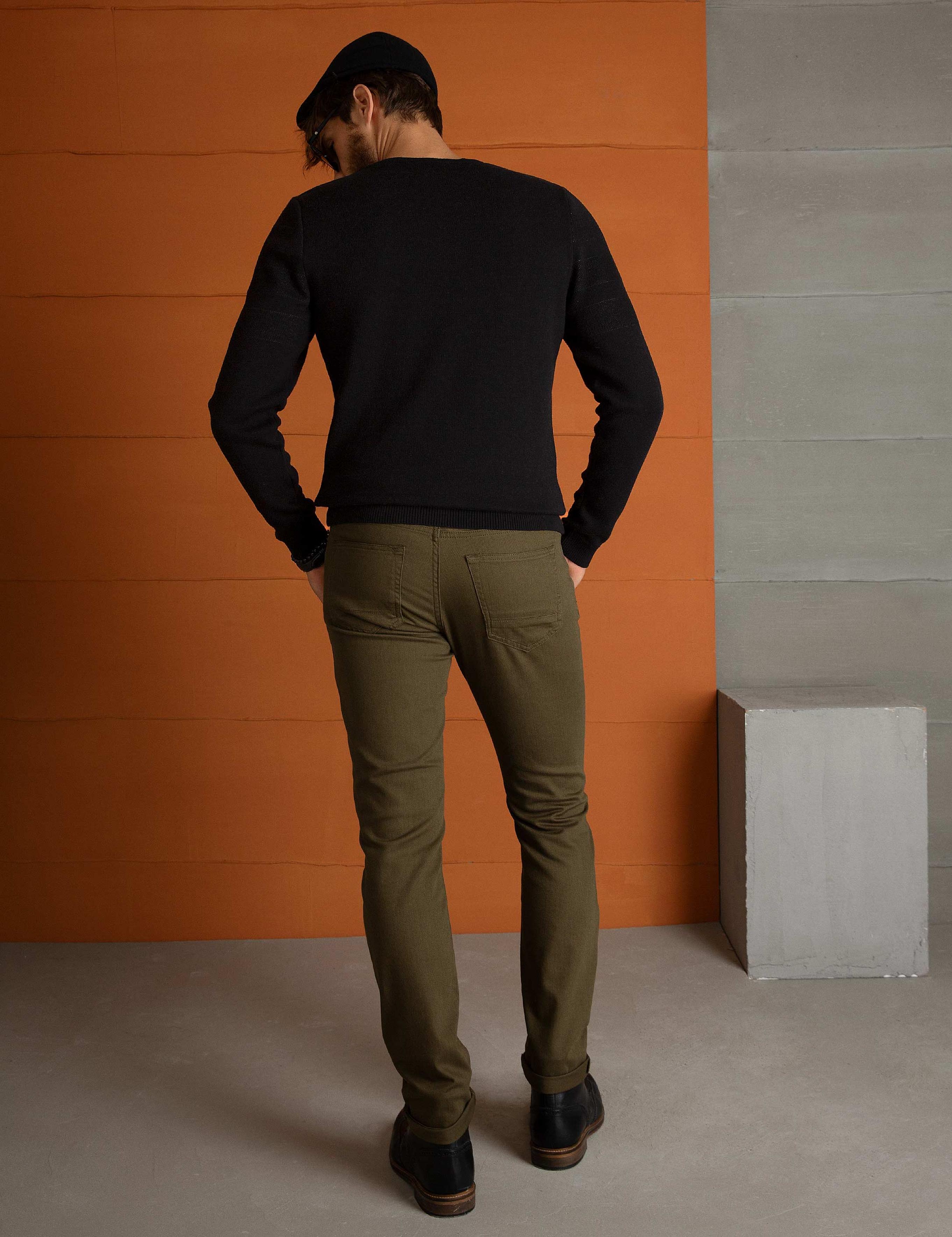 Yeşil Slim Fit Kanvas Pantolon