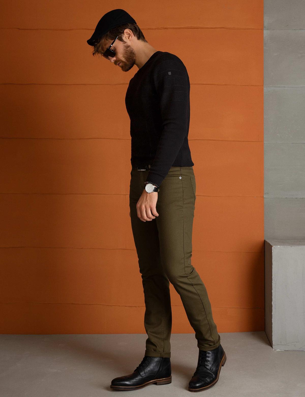 Yeşil Slim Fit Kanvas Pantolon - 50197410021